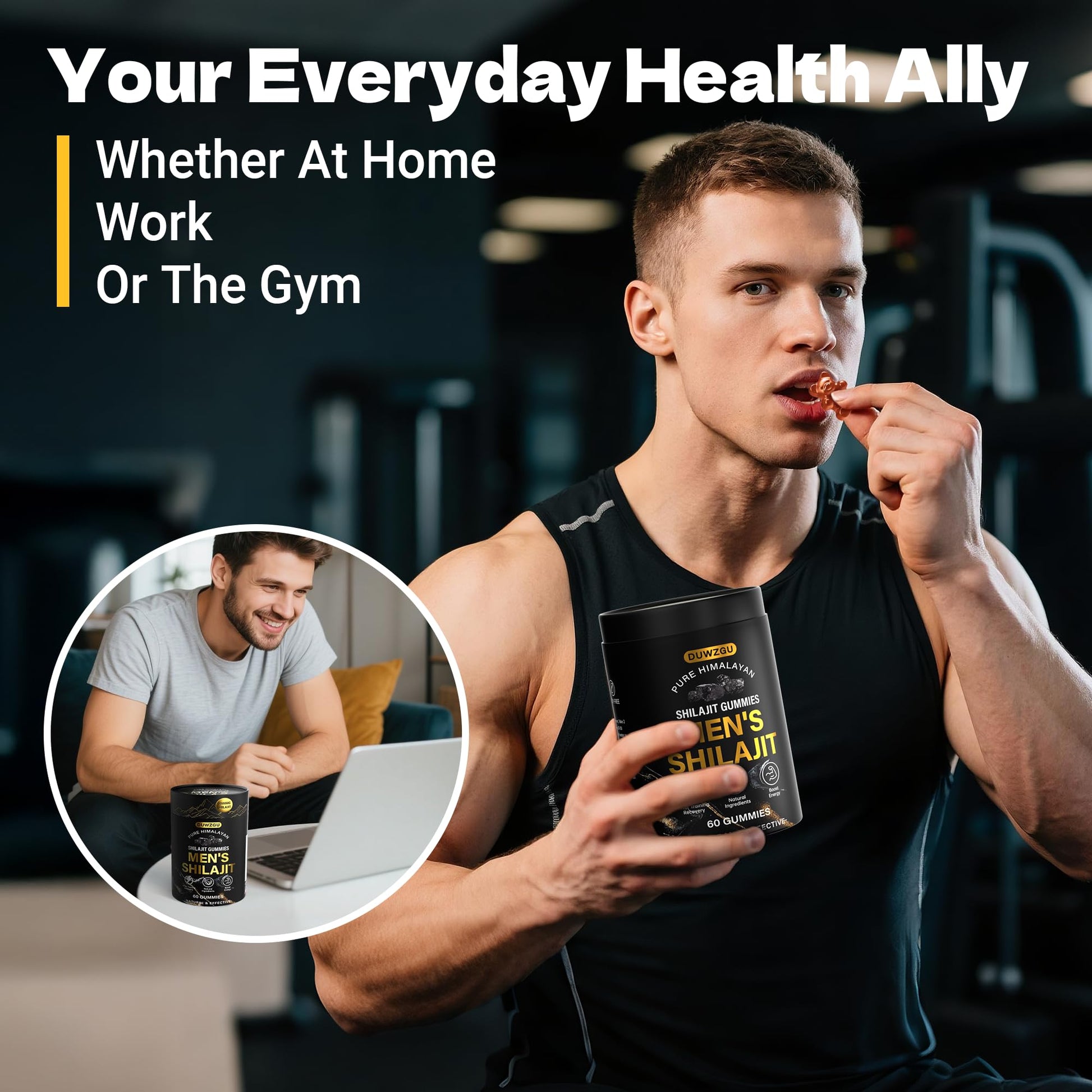 Himalayan Shilajit Gummies for Men & Women –100% Natural Organic Gold Gummies 3000mg with Ashwagandha,Black Musli,Helps Boost Energy,Gokshura,Stamina Vitality Support -Vegan, Non-GMO - 60 Gummies - Medaid International