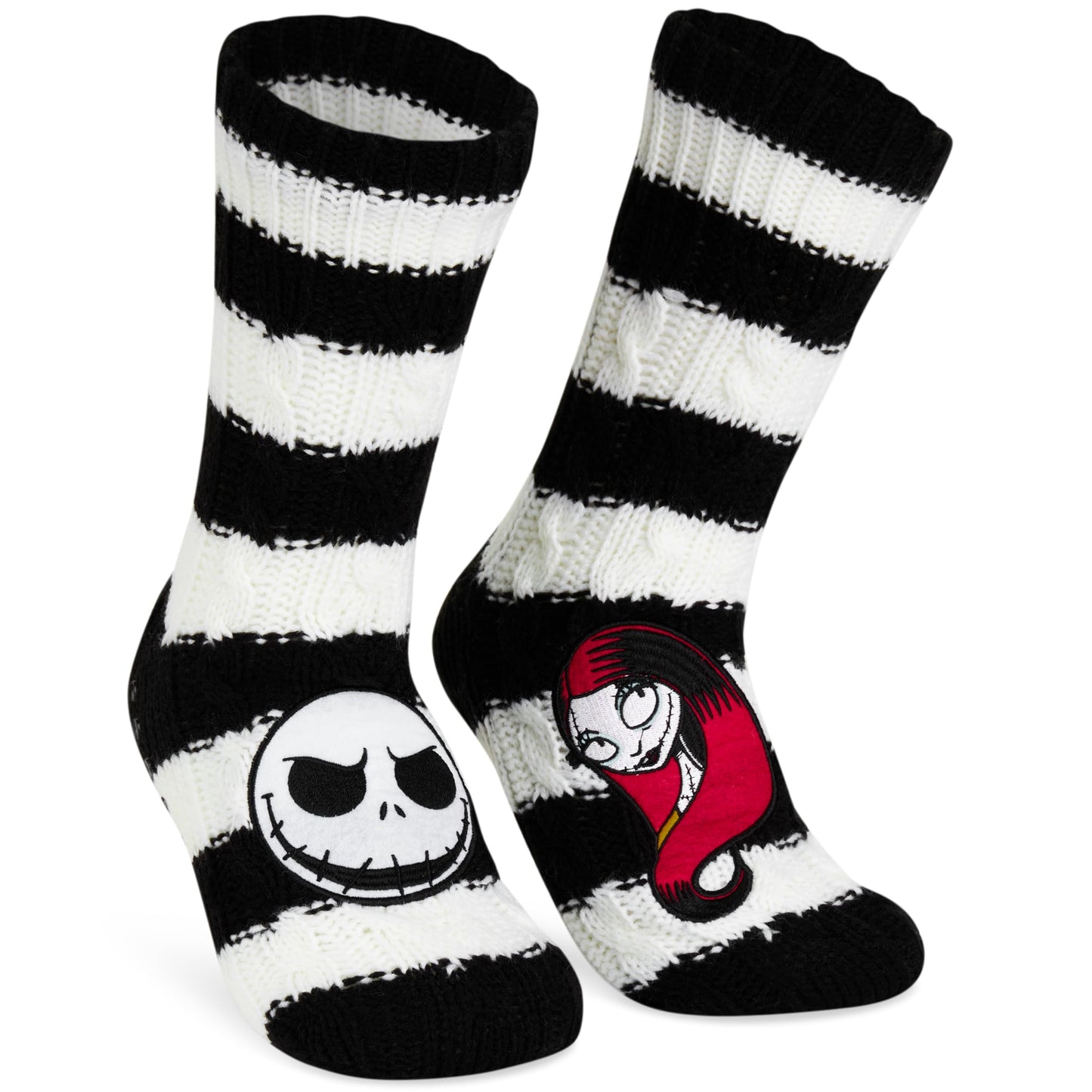 Get Trend The Nightmare Before Christmas Slipper Socks with Grips for Women, Teens, Size 4–9, Non Slip Fluffy Socks, Cozy Gifts for Women (4/9 US, White/Black TNBC) - Medaid International
