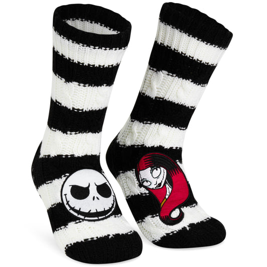 Get Trend The Nightmare Before Christmas Slipper Socks with Grips for Women, Teens, Size 4–9, Non Slip Fluffy Socks, Cozy Gifts for Women (4/9 US, White/Black TNBC) - Medaid International