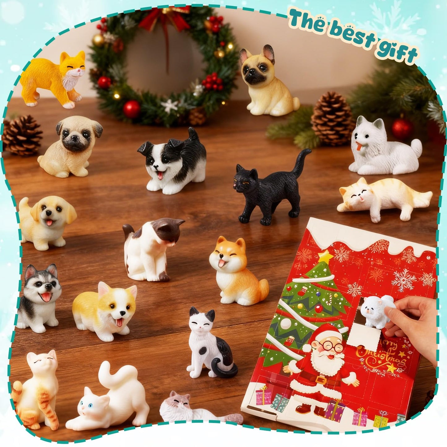 Bbiamsleep Christmas Advent Calendar 2025 Mini Cat Dog Figurines 24 Days Dog Cat Figurines Countdown Christmas Animal Advent Calendar for Xmas Party Gifts Home Decorations - Medaid International