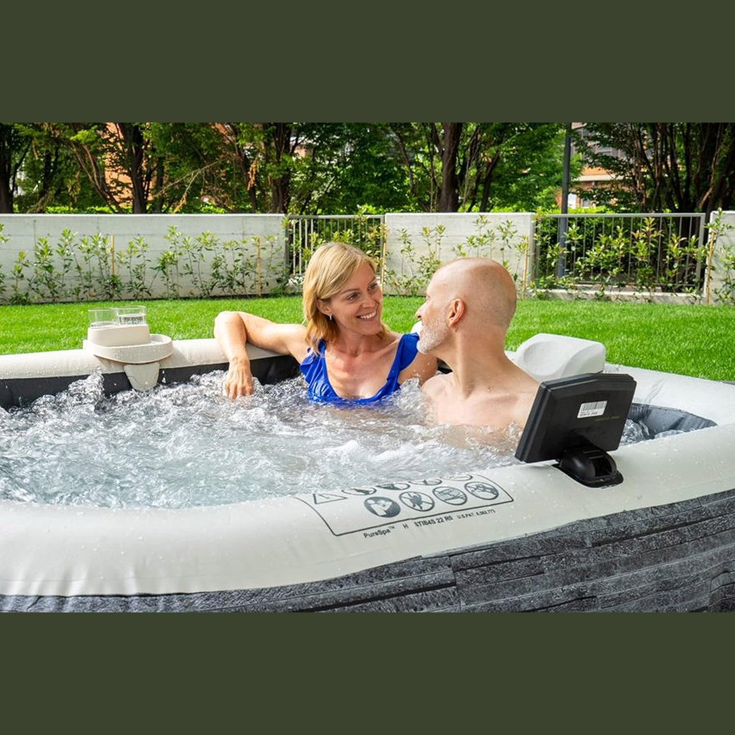 4-Person Greystone Deluxe Square Bubble Spa Set - Medaid International