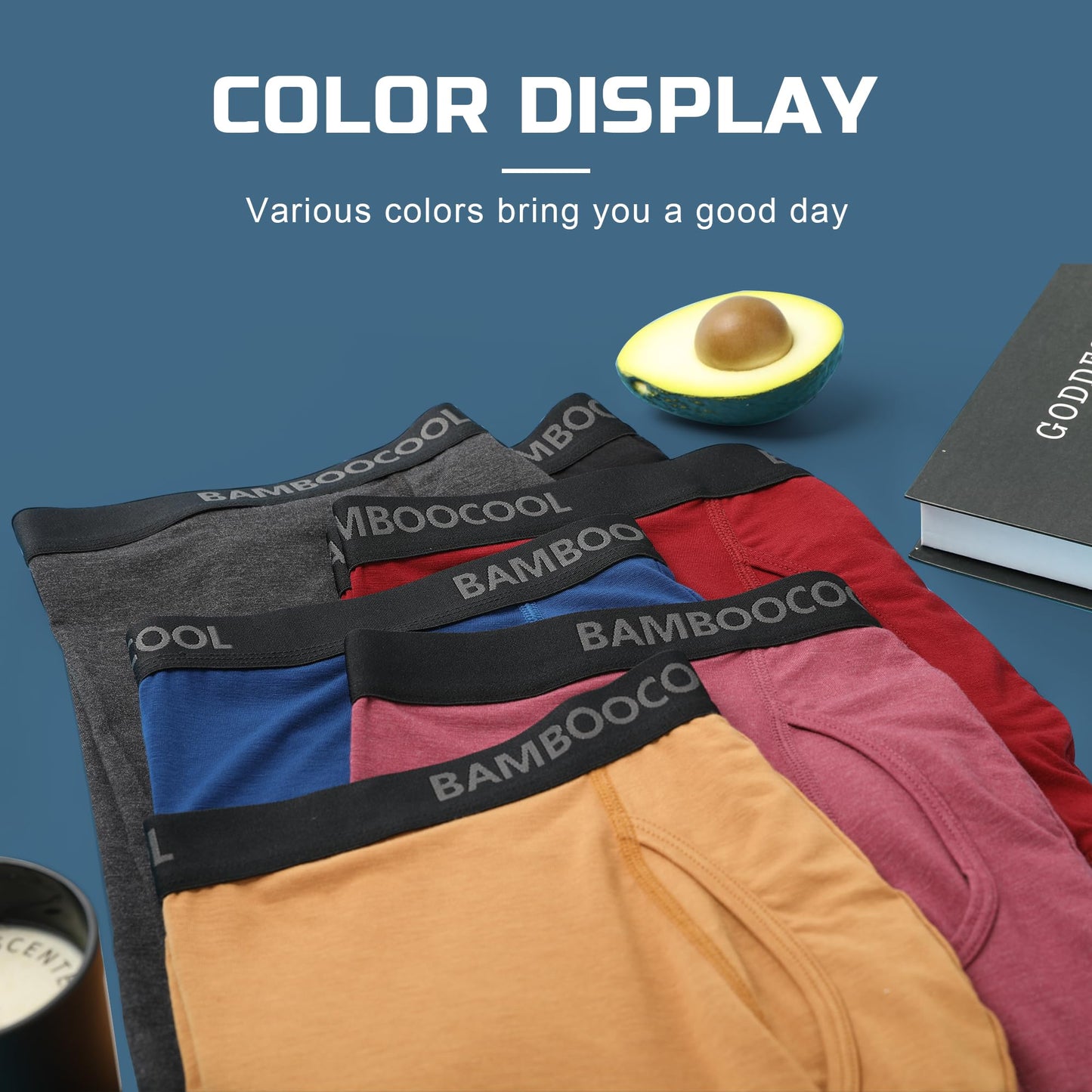 BAMBOO COOL Men's Underwear Breathable Boxer Briefs with Fly Moisture-Wicking Lightweight Underwear - Medaid International