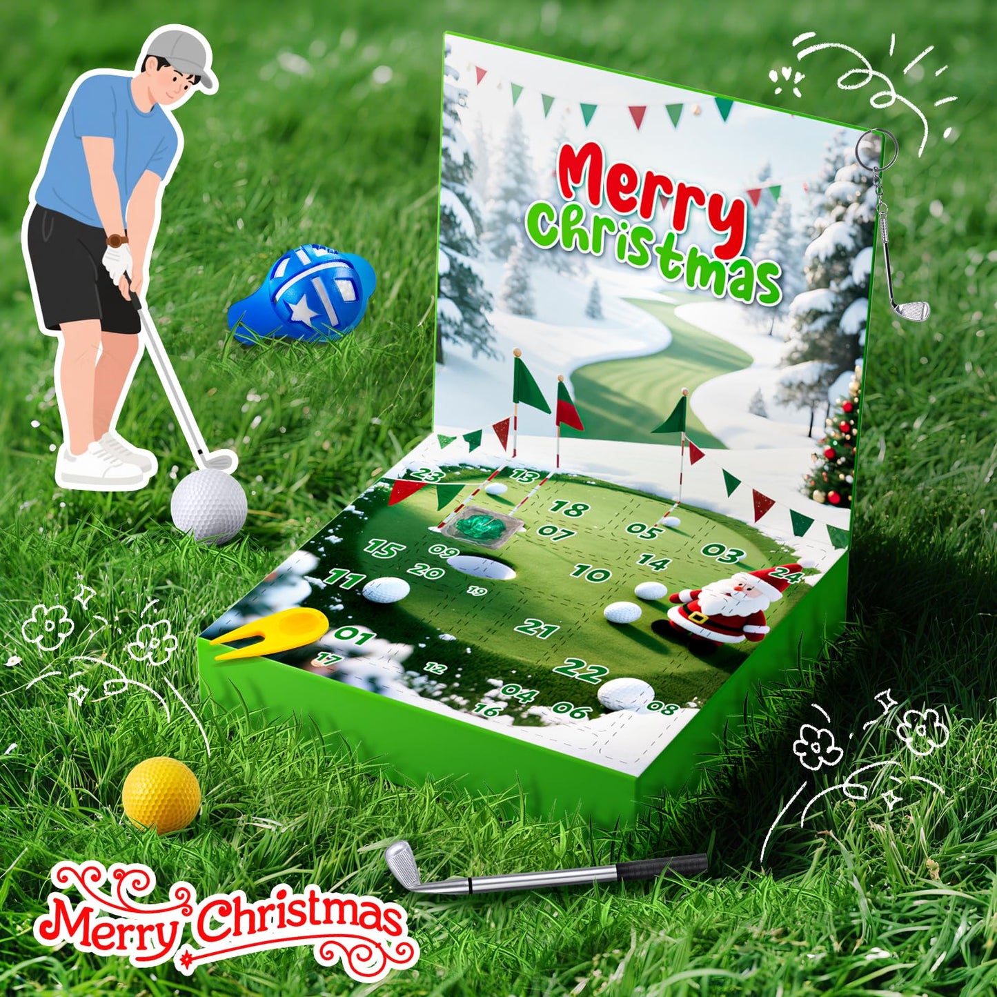 Advent Calendar 2025 Golf Set for Adult Men Boy Golf Sport Accessories and Decorations Christmas Countdown Gifts for Husband Father Dad Boyfriend Women Teen Boys and Girls - Medaid International