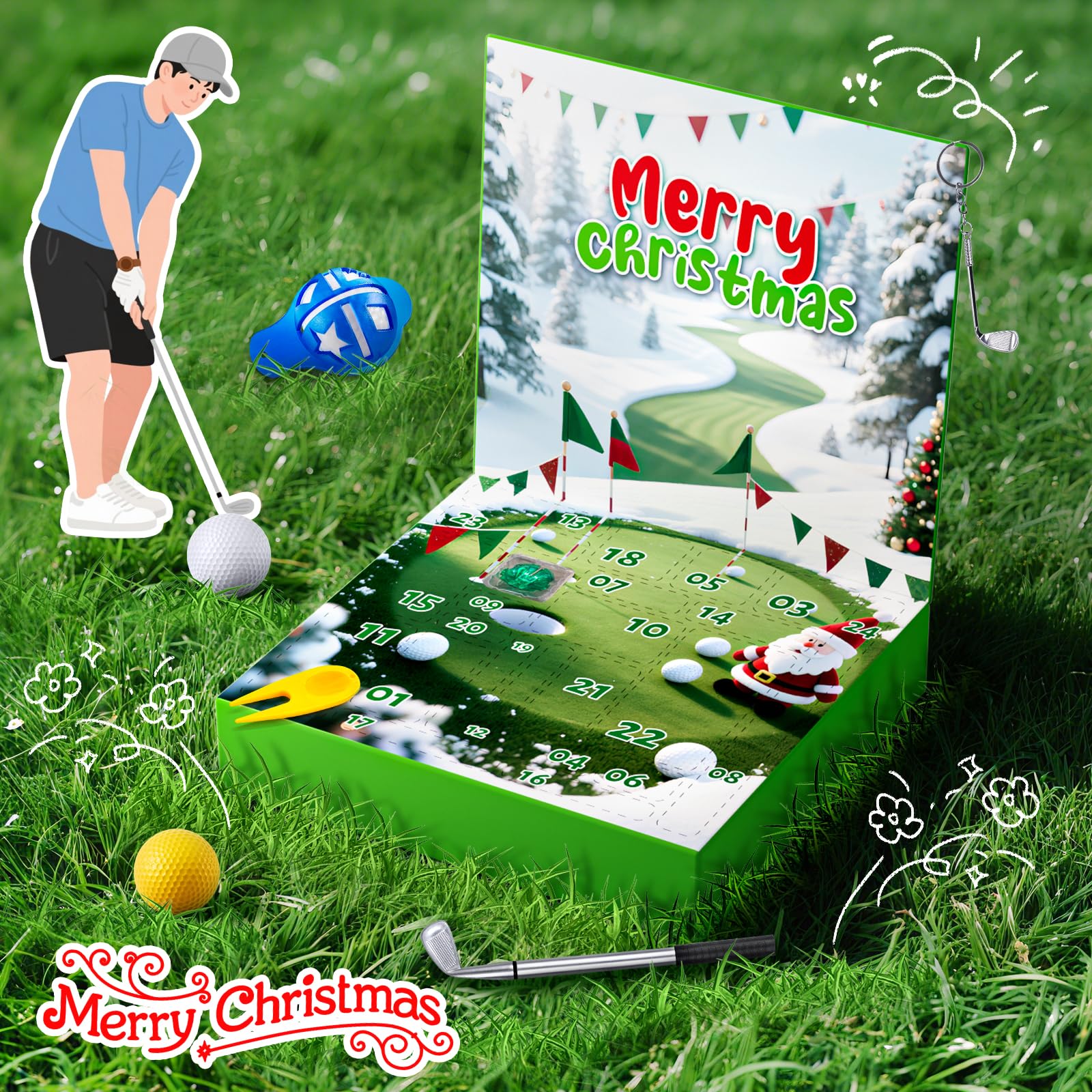 Advent Calendar 2025 Golf Set for Adult Men Boy Golf Sport Accessories and Decorations Christmas Countdown Gifts for Husband Father Dad Boyfriend Women Teen Boys and Girls - Medaid International