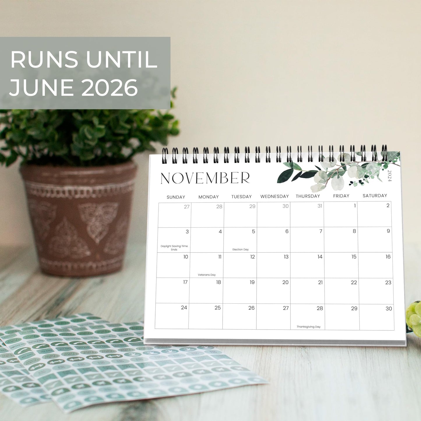 Aesthetic Desk Calendar 2025 - Runs until June 2026 - Beautiful Small Flip Desktop Calendar for Easy Organizing - Medaid International