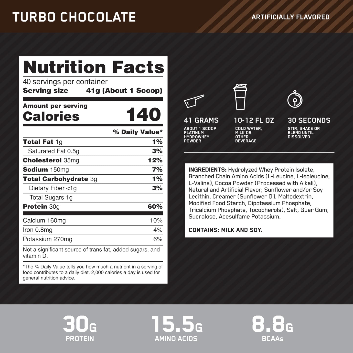 Optimum Nutrition Platinum Hydrowhey Protein Powder, 100% Hydrolyzed Whey Protein Isolate Powder, Flavor: Turbo Chocolate, 40 Servings, 3.61 Pounds (Packaging May Vary) - Medaid International