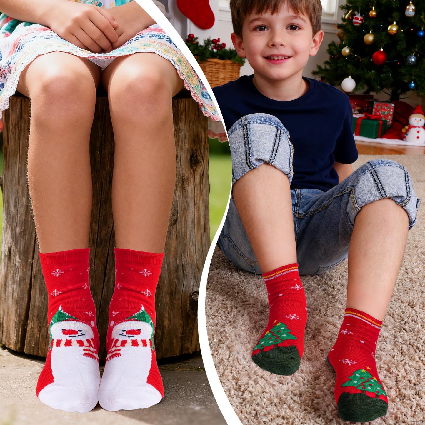 cnomg 5Pairs Christmas Socks for Kids Toddler Christmas Socks for Holiday Xmas Cute Sock for Boys Girls Children Gift(US, Age, 5 Years, 8 Years) - Medaid International