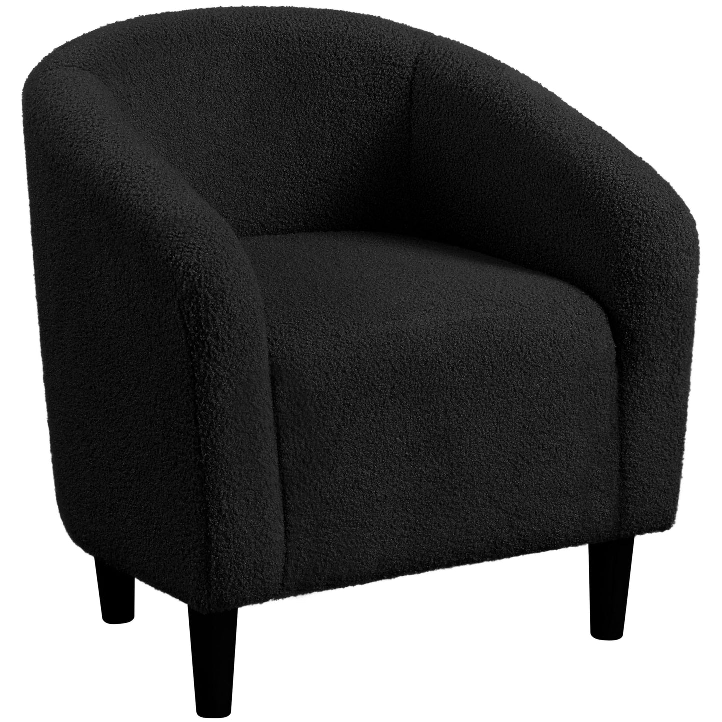 Yaheetech Accent Barrel Chair, Boucle Fabric Club Chair, Furry Sherpa Elegant Armchair with Cozy Soft Padded, Suitable for Living Room Bedroom Reception Room Office, Black - Medaid International