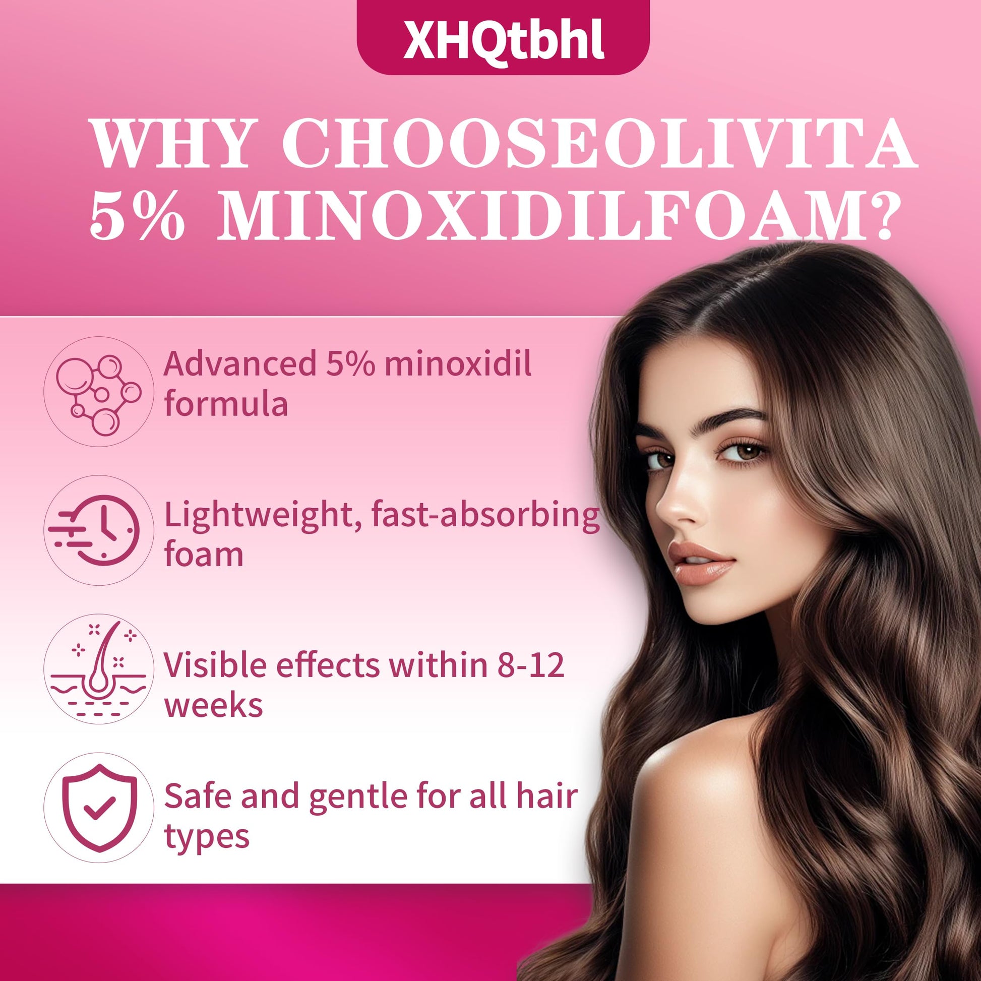 5% Minoxidil Foam for Women Hair Growth: Extra Strength Hair Regrowth Treatment – Revitalize Hair Follicles & Regrow Thicker, Fuller Hair -2 bottles - Medaid International