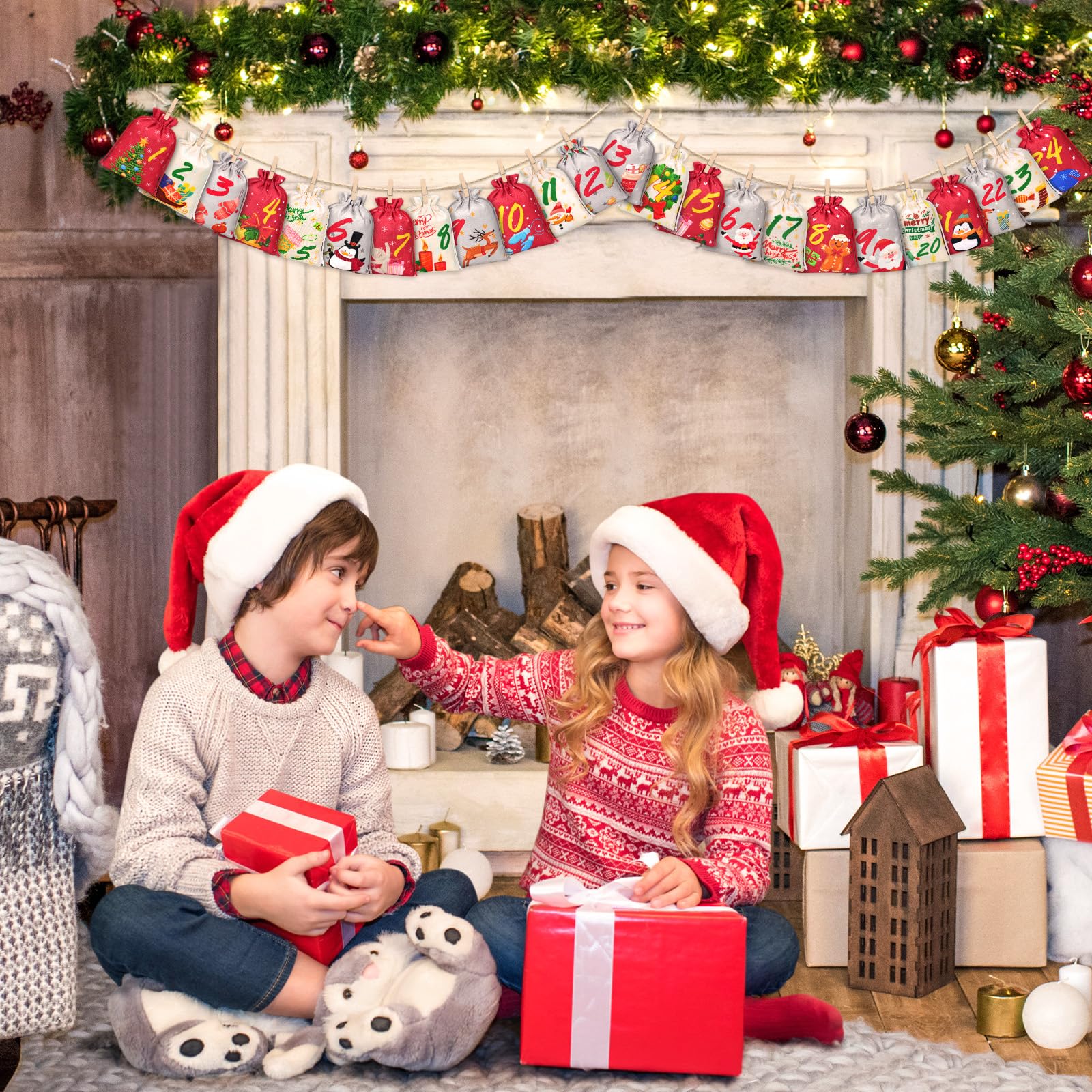 OrLume 2024 Empty Advent Calendar, 18 x 13 cm, Advent Calendar Bag for Children, Women, Men, 24 Empty Reusable Fabric Pouch, DIY Christmas Decoration - Medaid International