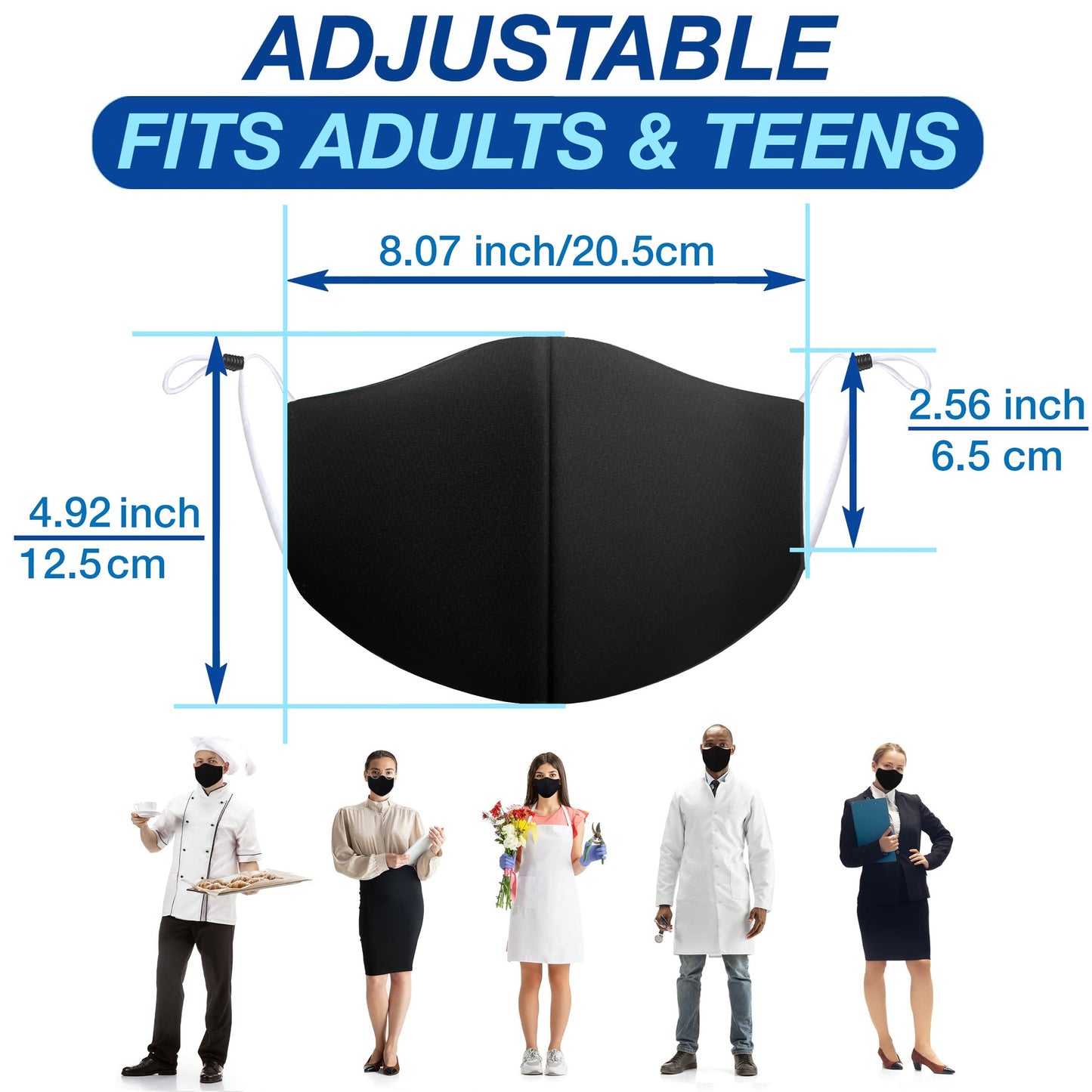 Arcarius Breathable Black Cool Moisture Wicking Face Masks, Washable, Lightweight, Reusable Comfort Fashion Sport for Women Men Teens 3 pack - Medaid International