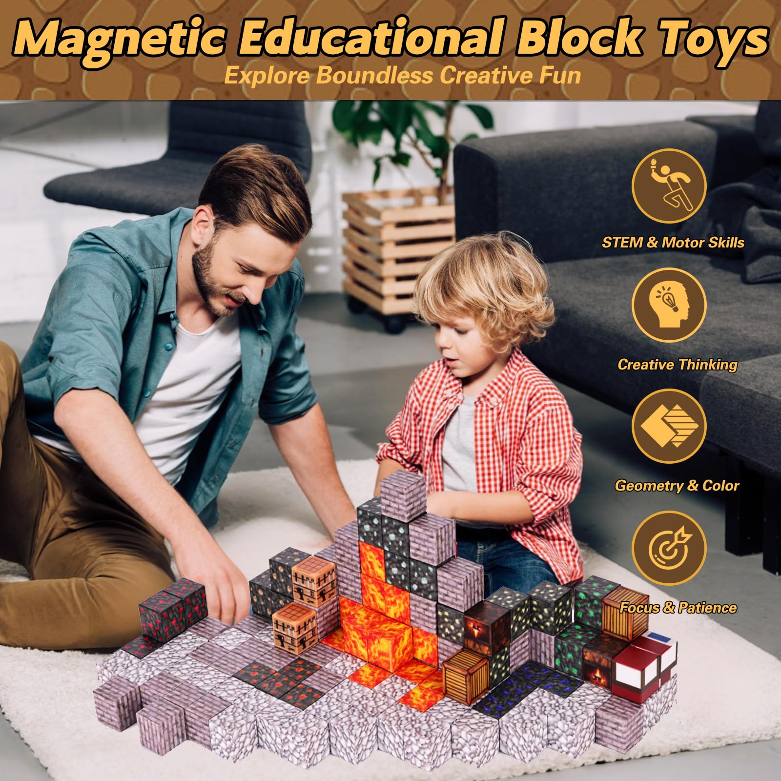 gyttoping Magnetic Blocks, 128PCS Build Cave Magnet World Set, Magnetic Toys for Boys & Girls Age 3-5, 4-8, 8-12, STEM Sensory Building Gifts Toys for Kids for 3+ - Medaid International