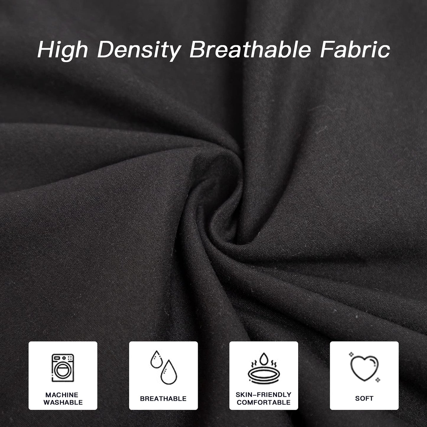 DOWNCOOL Luxury Full Body Pillow Insert with Fiber Cover - Ultra Soft Body Pillow for Sleeping - Breathable Long Bed Pillow Insert, 20"x54"(Black, with Cover) - Medaid International