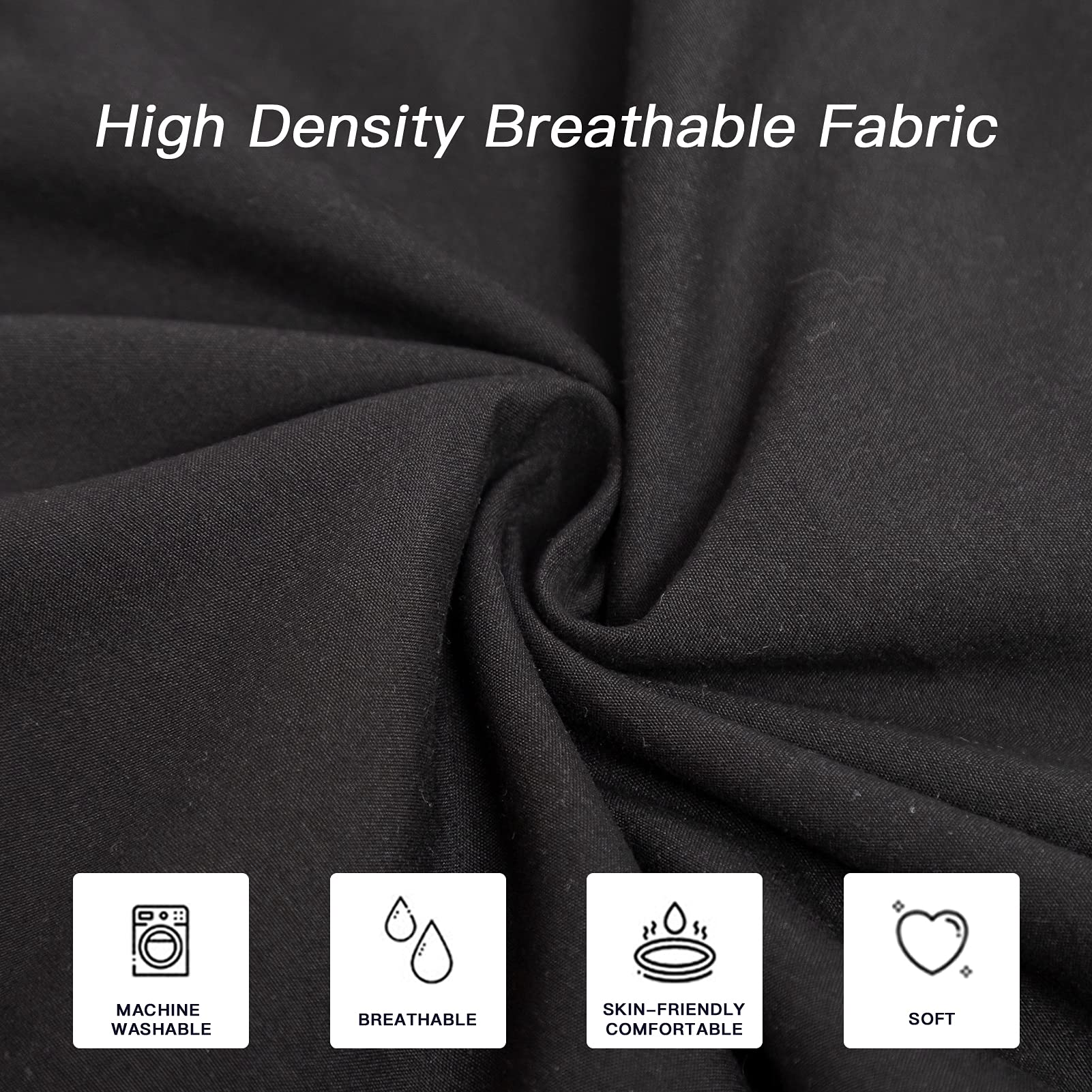 DOWNCOOL Luxury Full Body Pillow Insert with Fiber Cover - Ultra Soft Body Pillow for Sleeping - Breathable Long Bed Pillow Insert, 20"x54"(Black, with Cover) - Medaid International