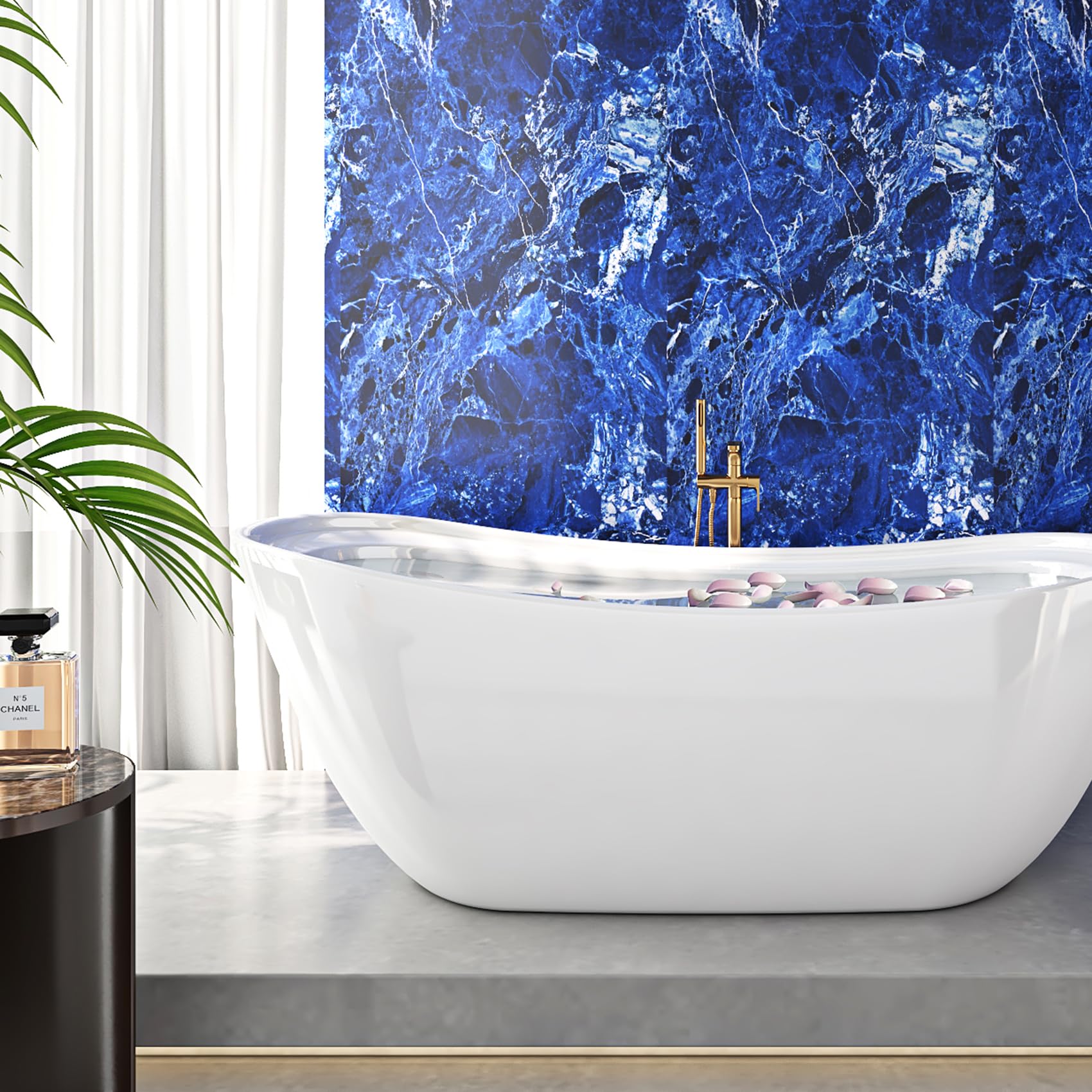 Livelynine Royal Blue Marble Contact Paper Peel and Stick Countertop Covers Marble Wallpaper for Bathroom Countertops Kitchen Counter Top Self Adhesive Covering Waterproof Desk Vinyl Wrap 15.8x78.8 - Medaid International
