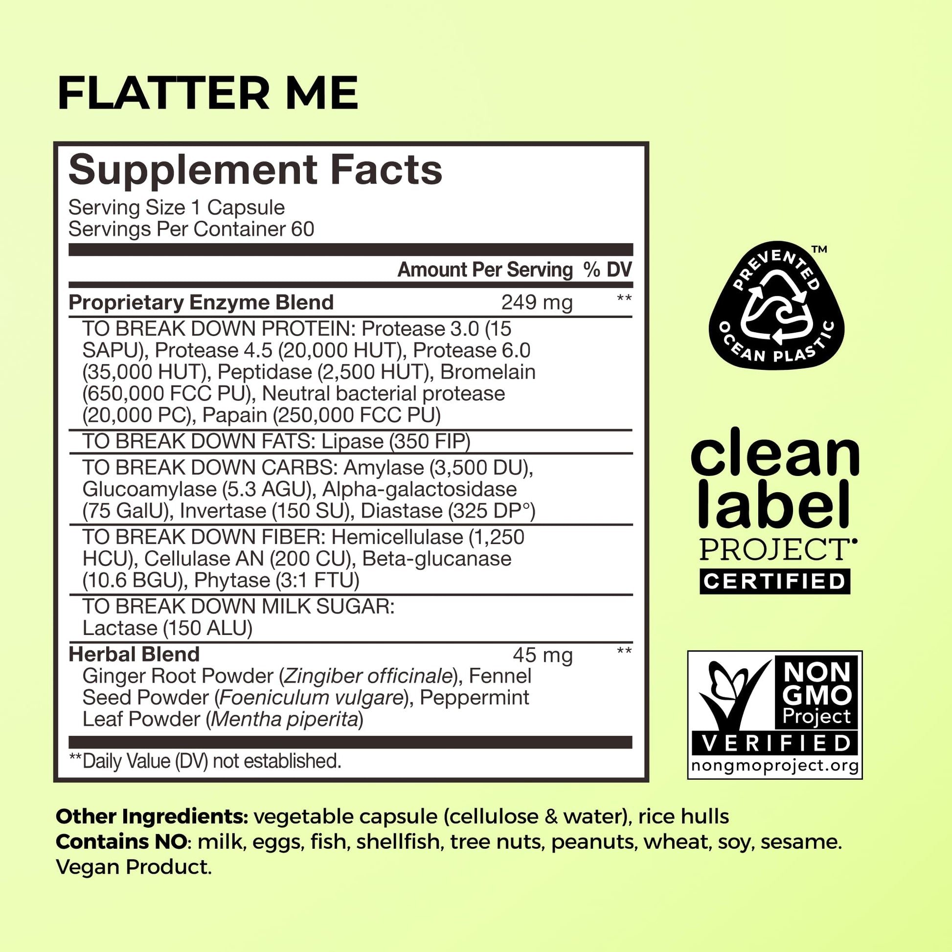 HUM Flatter Me Digestive Enzymes for Women & Men, Digestive Health Bloating Supplement with Ginger & Peppermint Leaf, Fast Acting Anti Bloat Pills Multi Enzyme for Debloating, Vegan, 60 Capsules - Medaid International
