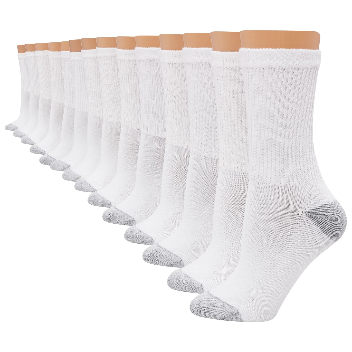 Hanes Women's Value, Crew Soft Moisture-Wicking Socks, Available in 10 and 14-Packs, White-14, 8-12 - Medaid International