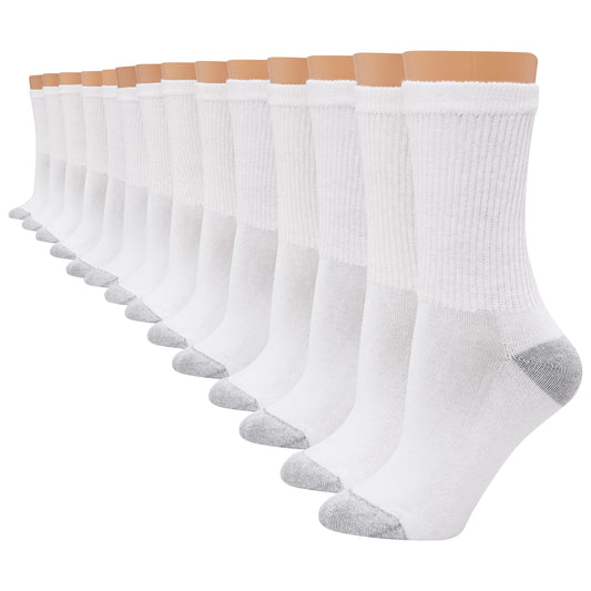 Hanes Women's Value, Crew Soft Moisture-Wicking Socks, Available in 10 and 14-Packs, White-14, 8-12 - Medaid International