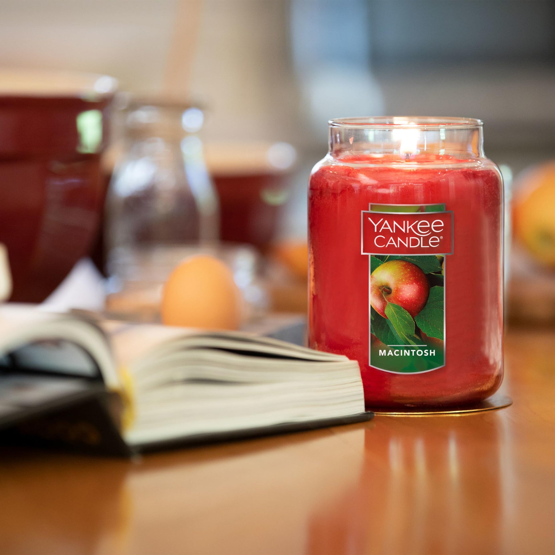 Yankee Candle Macintosh Scented, Classic 22oz Large Jar Single Wick Candle, Over 110 Hours of Burn Time - Medaid International