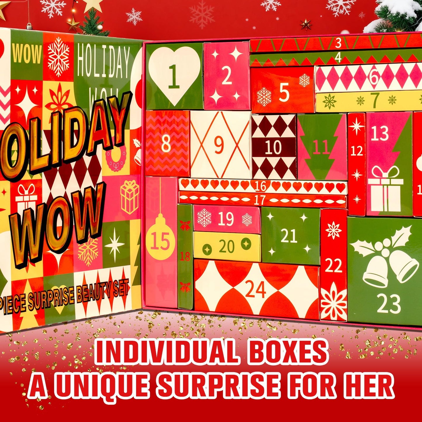 UPGRADED Professional Makeup Advent Calendar Real Makeup for Girls Teens Women Advent Beauty Calendar 2025 24Pcs Individually Boxed Christmas Xmas Surprises Beauty Countdown Set - Medaid International