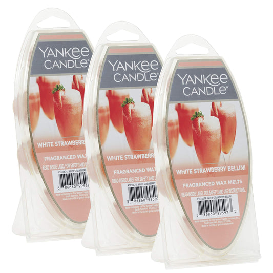 Yankee Candle White Strawberry Bellini Wax Melts, 3 Packs of 6 (18 Total) - Medaid International