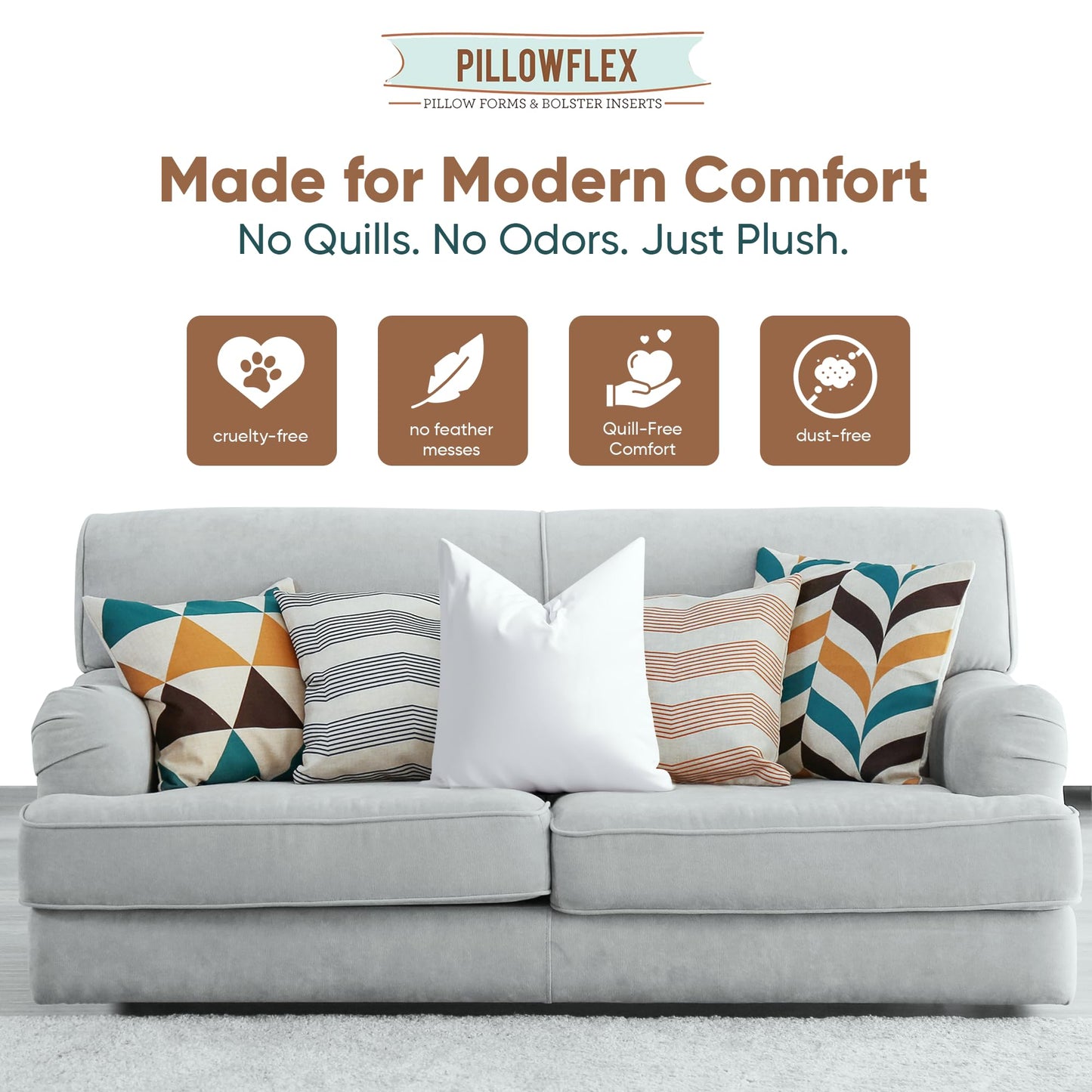 Pillowflex Synthetic Down Pillow Insert - 26x26 Down Alternative, Ultra Soft Large Square European Throw Pillow, Couch Euro Sham, Bed - 1 Decorative Form - Medaid International