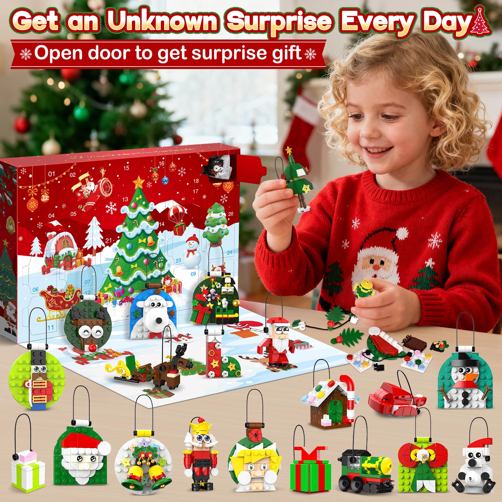 Ochido Advent Calendar 2025 Christmas Ornaments Building Blocks Set, 24 Days Christmas Countdown Toy Building Kits, Hanging Christmas Tree Decor Xmas Gifts Stocking Stuffer for Adults Kids Ages 6+ - Medaid International