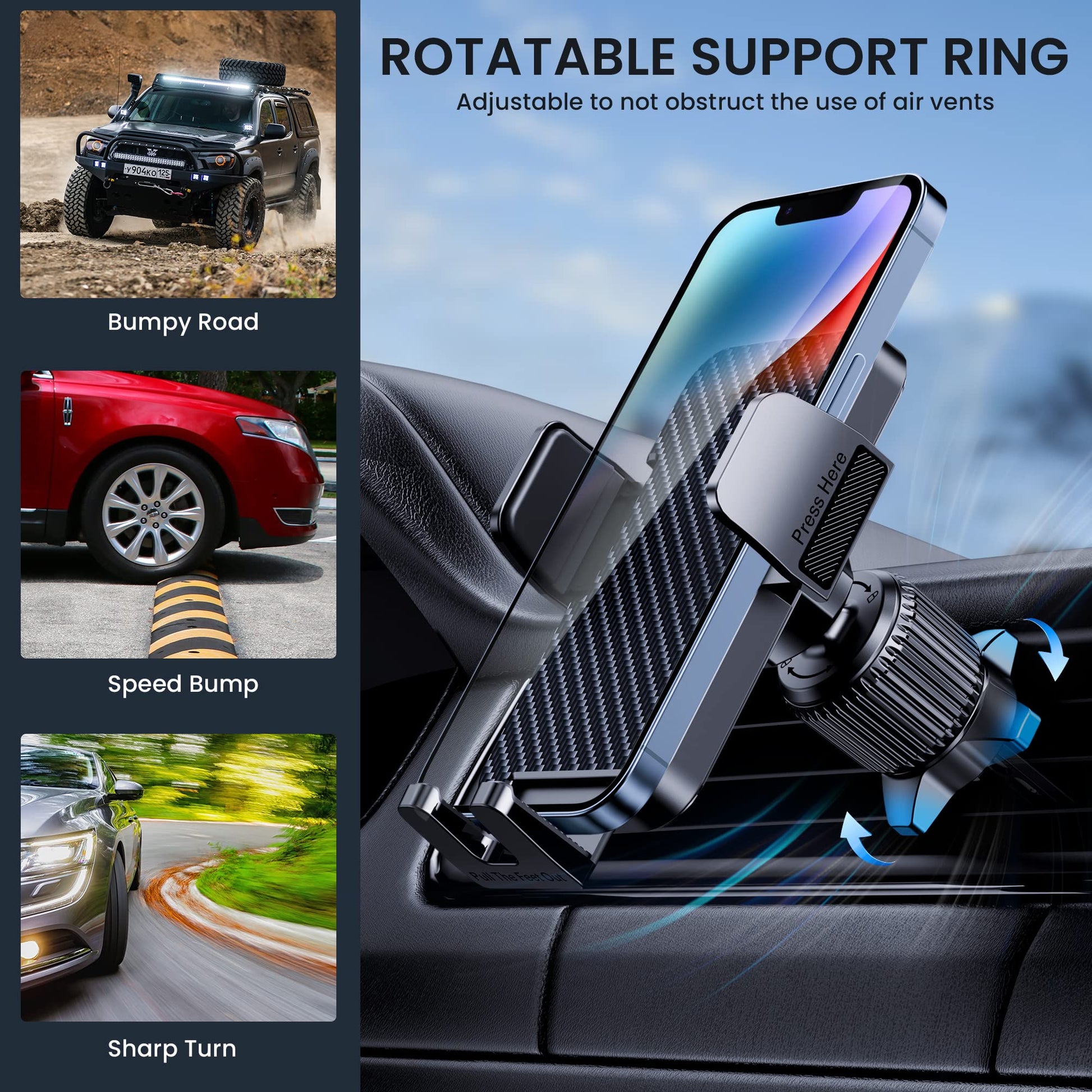 BIPOPIBO Phone Mount for Car Holders Cell Phon Holder Hands Free Phone Stand for Car Vent Automobile Mount Fit iPhone Android Smartphoe Universal Camera Mount - Medaid International
