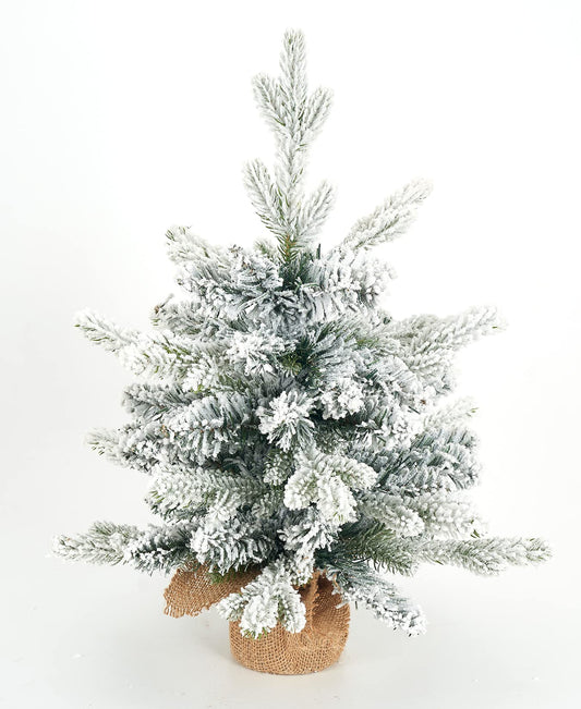 Diahom Tabletop Christmas Tree Artificial Mini Small 18 inches Snow Flocked Xmas Pine Tree for Table Desk Home Christmas Decor - Medaid International