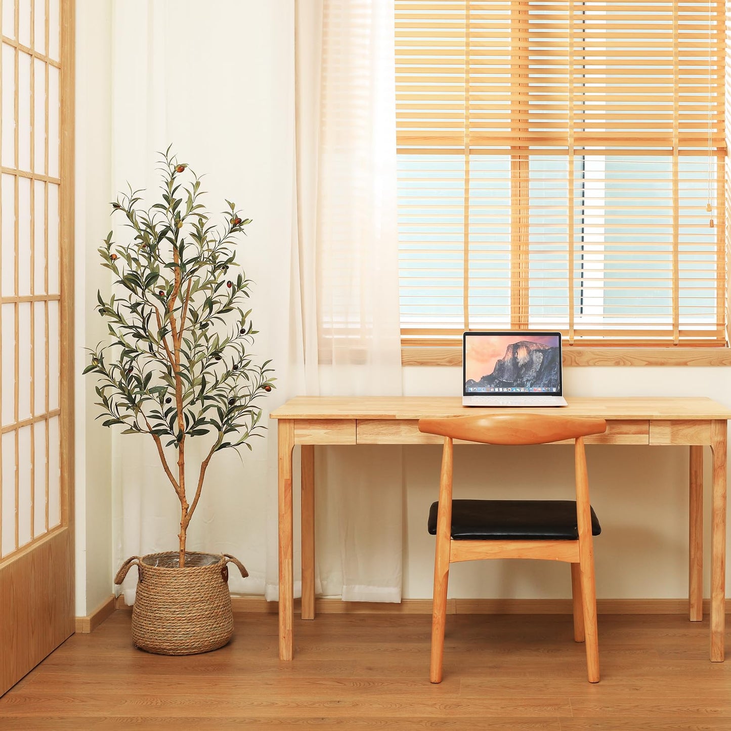 Kazeila Artificial Olive Tree 5FT Tall Faux Silk Plant for Home Office Decor Indoor Fake Potted Tree with Natural Wood Trunk and Lifelike Fruits - Medaid International