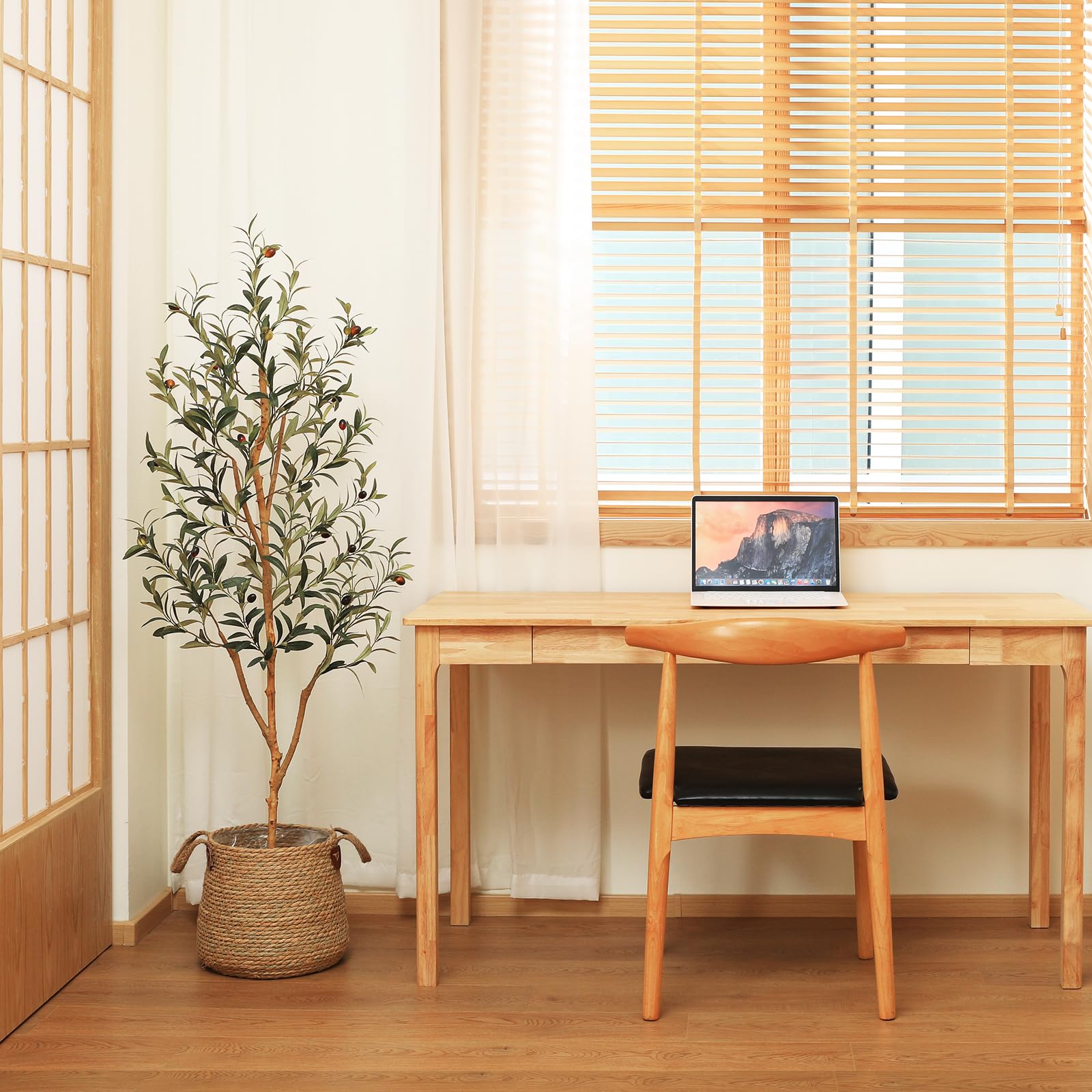 Kazeila Artificial Olive Tree 5FT Tall Faux Silk Plant for Home Office Decor Indoor Fake Potted Tree with Natural Wood Trunk and Lifelike Fruits - Medaid International