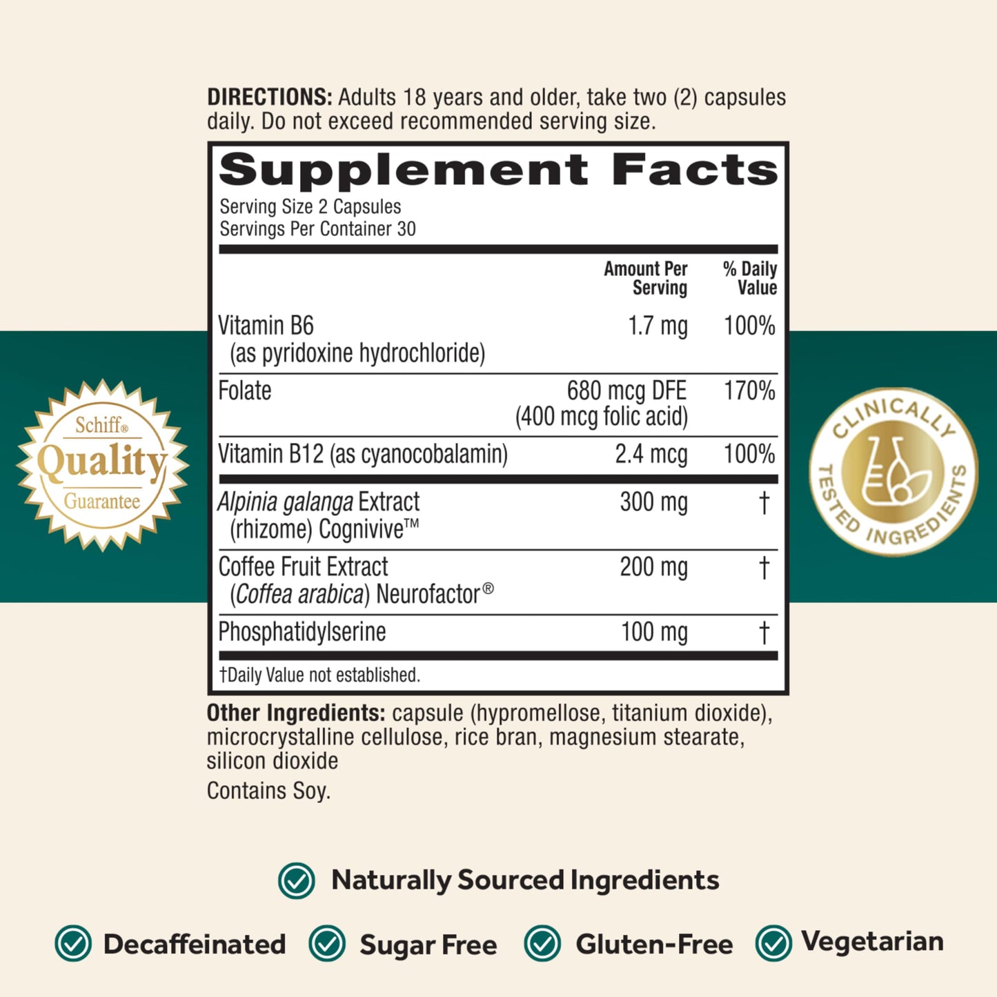 NEURIVA Ultra Decaffeinated Clinically Tested Nootropic Brain Supplement for Mental Alertness, Memory, Focus & Concentration, Cognivive, Neurofactor, Phosphatidylserine, Vitamins B6 B12, 60 Capsules - Medaid International