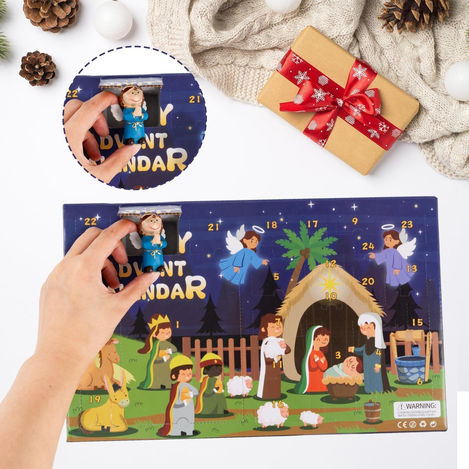 Nativity Advent Calendar 2025-24 Days of Nativity Scene Christmas Countdown Calendar Christian Religious Gifts for Kids Adult Women Men - Medaid International