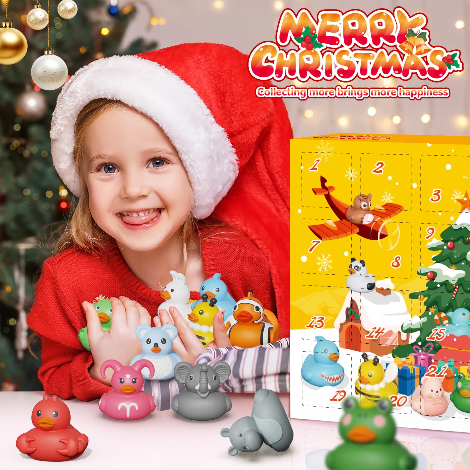 Advent Calendar Boys & Girls, 24 Days Christmas Countdown Calendar, Rubber Ducks Bath Toys, Toys for Toddler, Christmas & Birthday Gifts - Medaid International