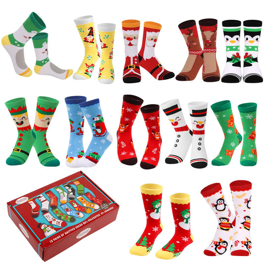 CCINEE 12 Pairs Christmas Holiday Socks Unisex, Festive Christmas Socks Bulk Novelty Cozy Cotton Sock for Adults Women Men Winter Xmas Holiday Gifts Stocking Stuffers - Medaid International