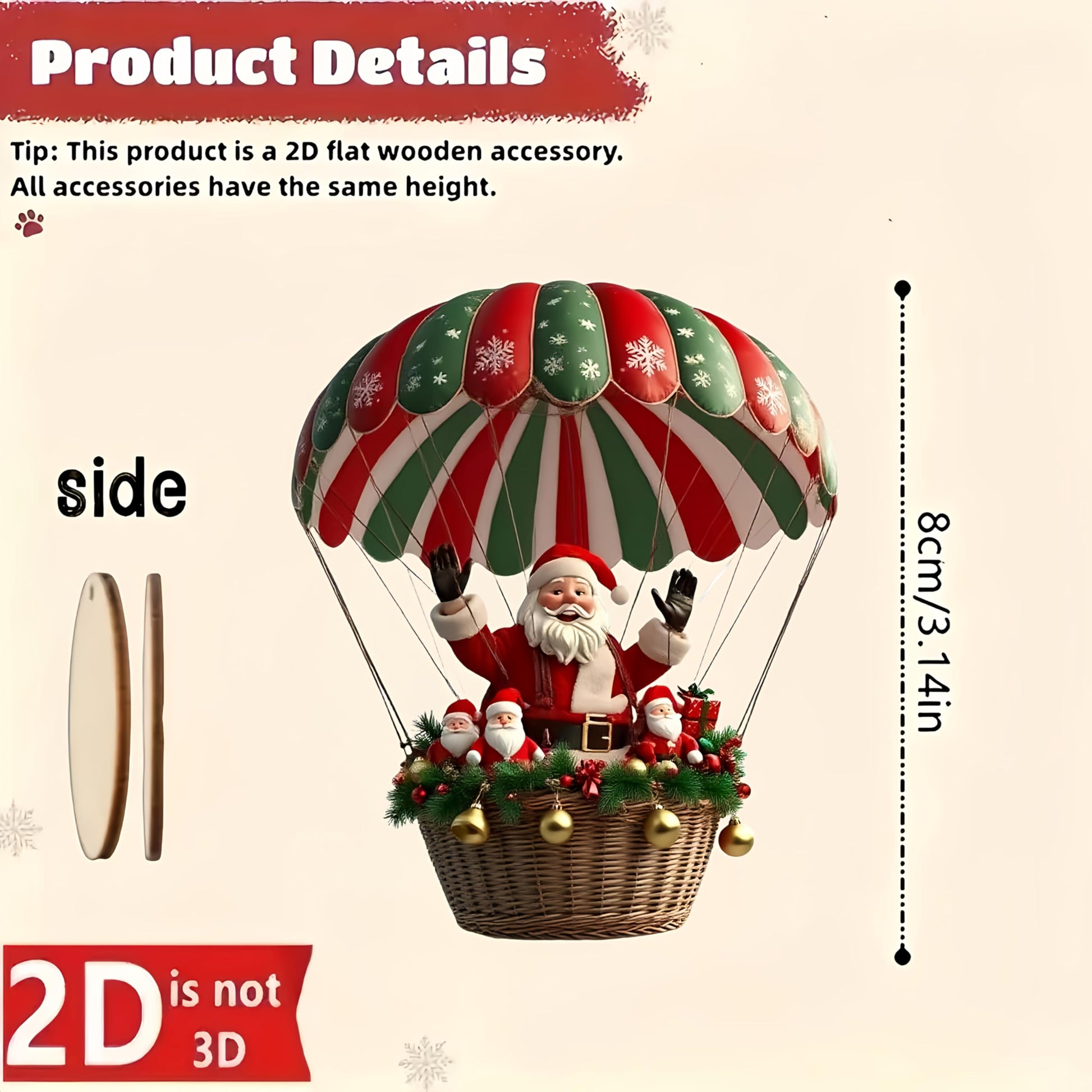 10pcs Santa Claus Parachute Handmade Ornament Set - Classic Christmas Decorations for Home and Garden, Festive - Medaid International