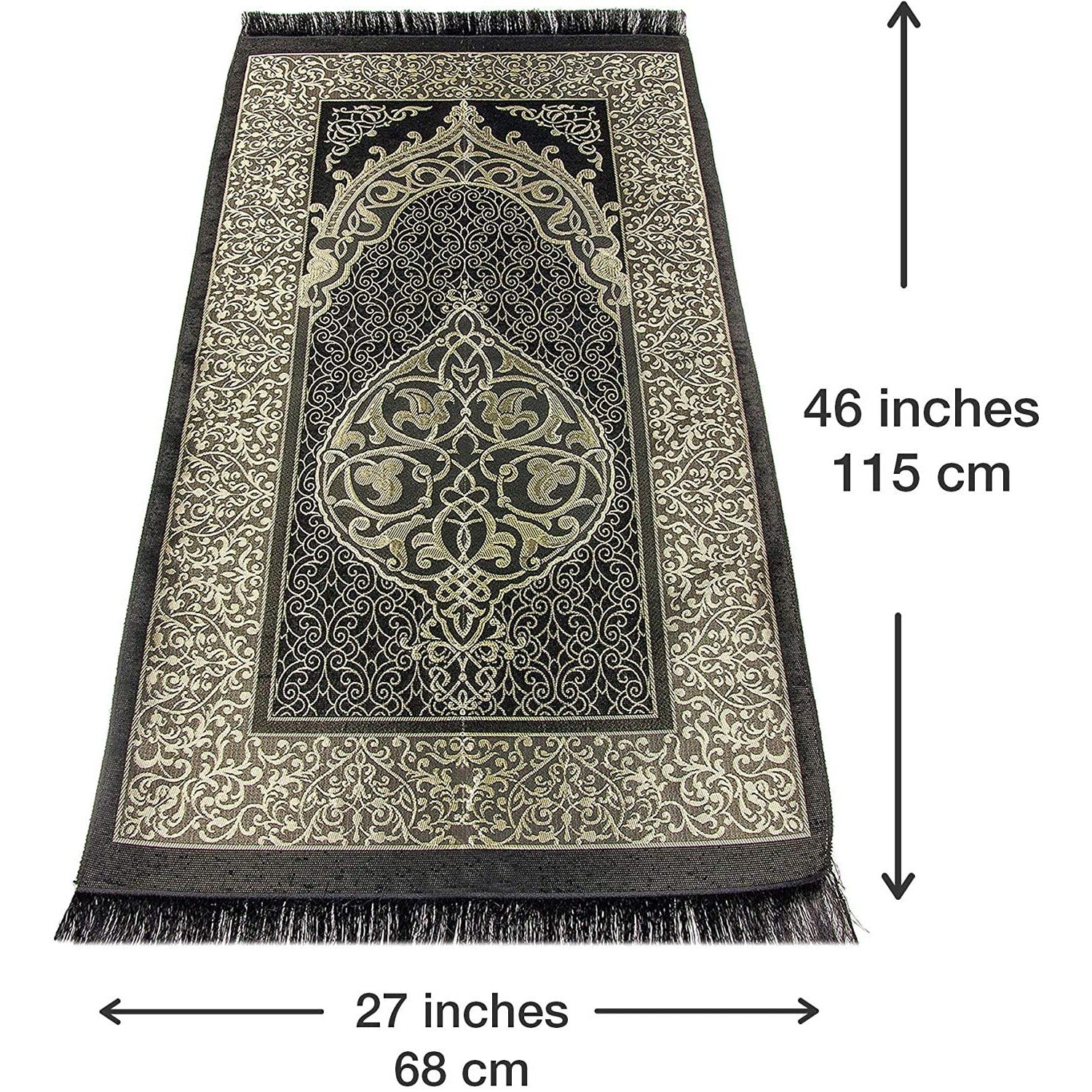 AVANOS Muslim Prayer Rug - Islamic Mat for Muslim Prayers - Great Ramadan for Muslim Men and Women - Portable Prayer Mat Rug - Special Design Turkish Pocket Praying Rug - Easy to Carry (Black) - Medaid International