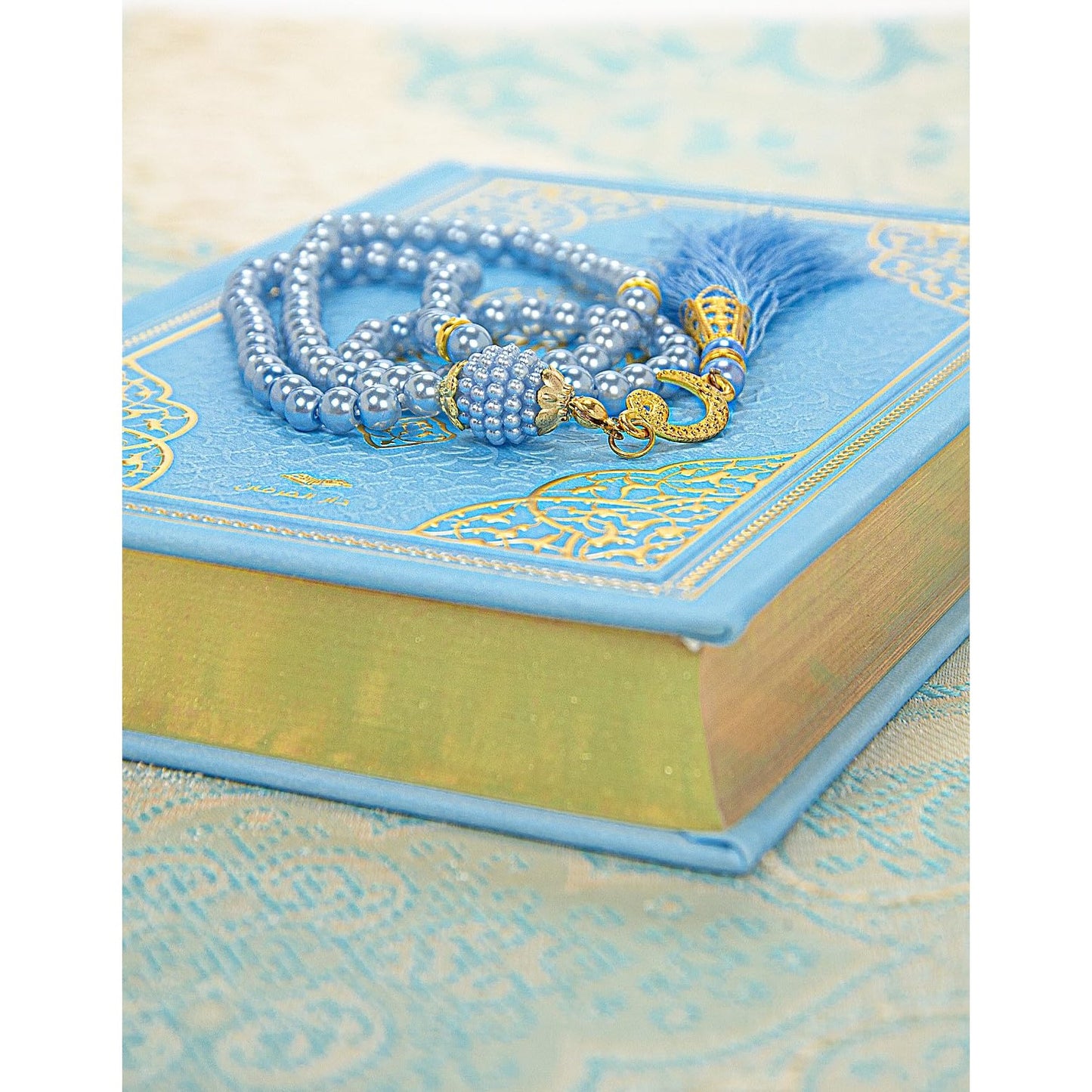 ihvan online Prayer Gift Set for Hajj and Umrah, Muslim Prayer Rug, Prayer Mat, Beads Taasbih, Holy Quran Translated English, Muslim Praying Mat, Islamic Gift Set for Ramadan & Eid, Blue - Medaid International