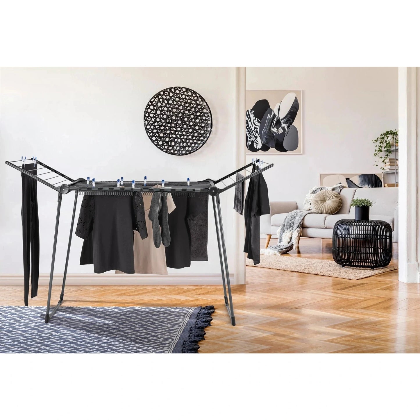 Pegasus 150 Solid Slim Black Clothes Airer - Medaid International