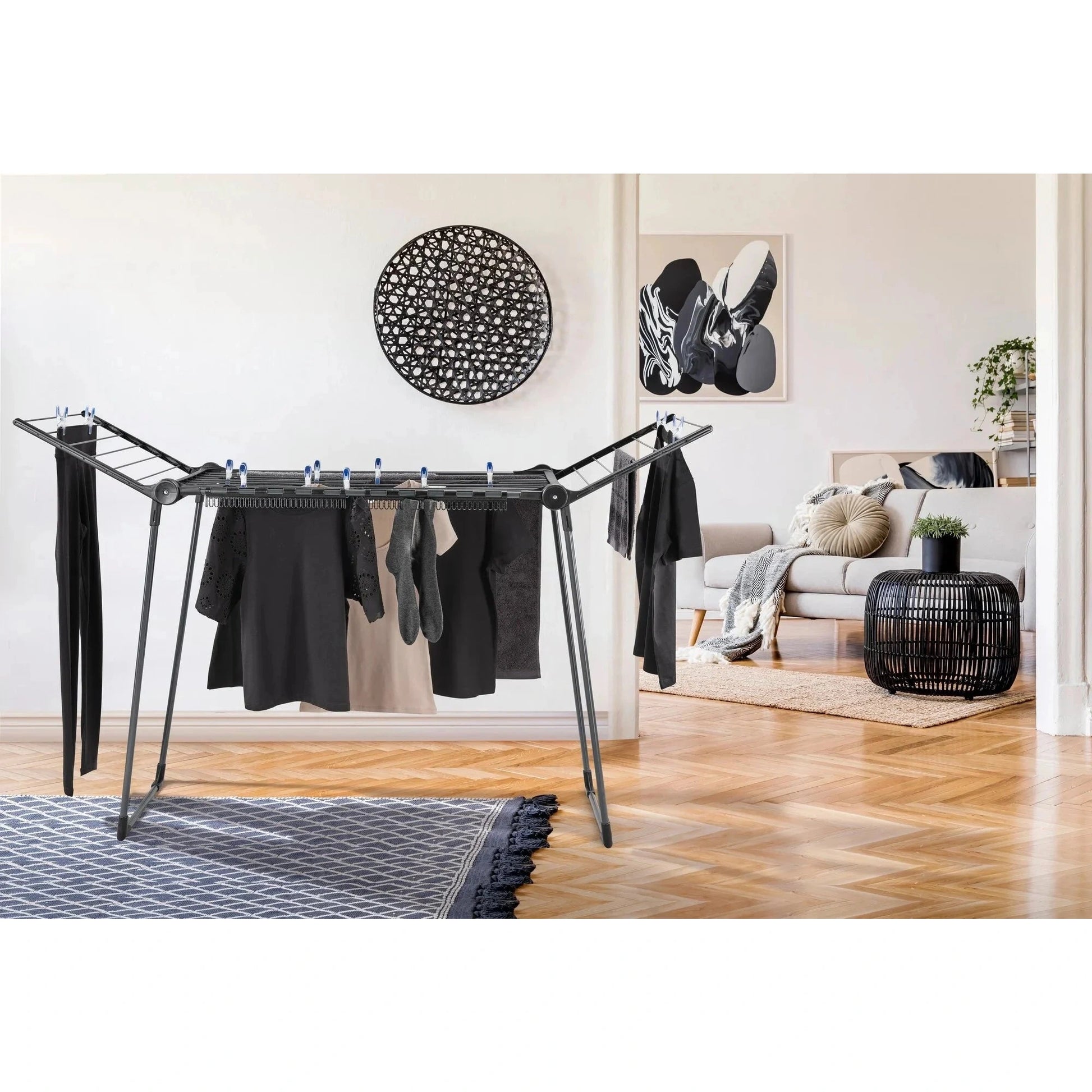 Pegasus 150 Solid Slim Black Clothes Airer - Medaid International