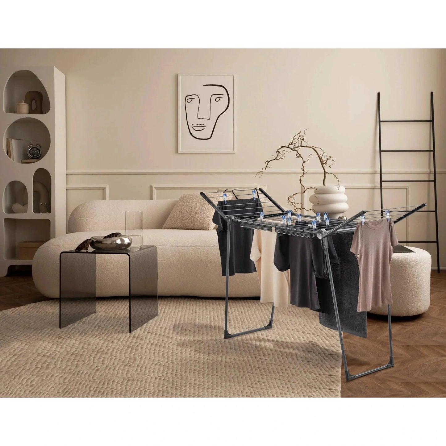 Pegasus 150 Solid Slim Black Clothes Airer - Medaid International