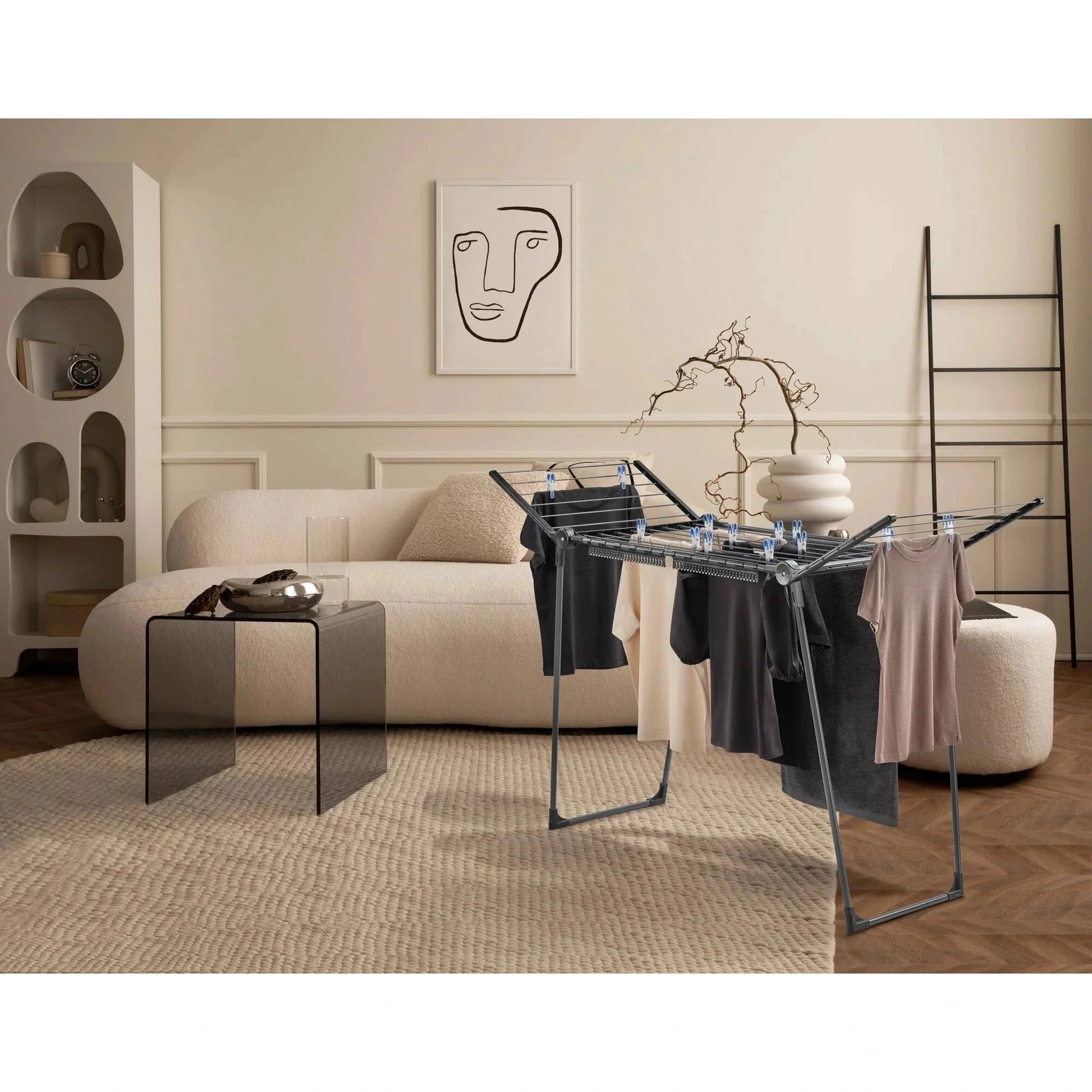 Pegasus 150 Solid Slim Black Clothes Airer - Medaid International