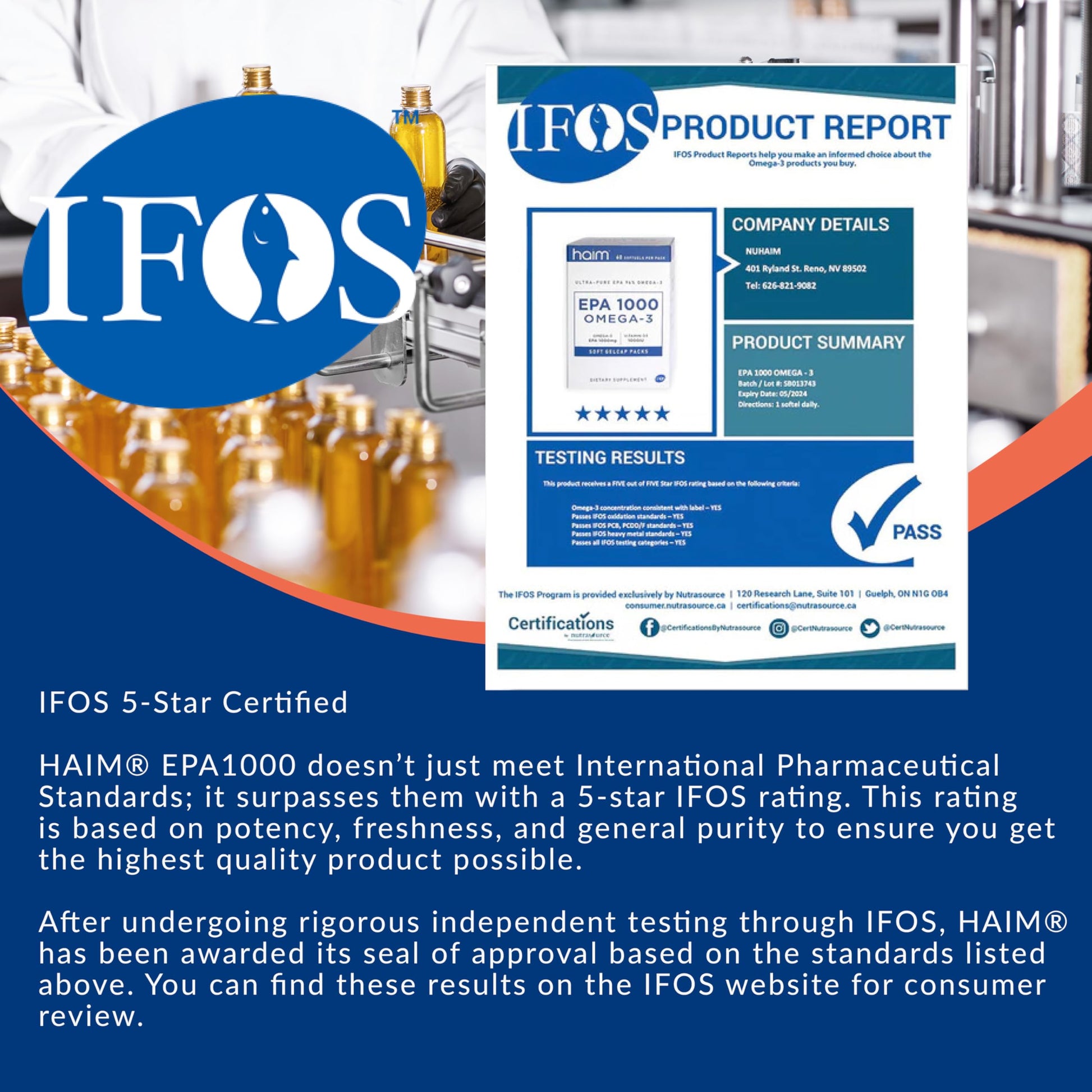 HAIM EPA1000 – High-Potency EPA Fish Oil Supplement – 1,100mg Omega-3 for Heart, Brain & Joint Health – Pharmaceutical-Grade Softgels – Pure, Burpless Capsules – 60 Softgels – Made in USA - Medaid International