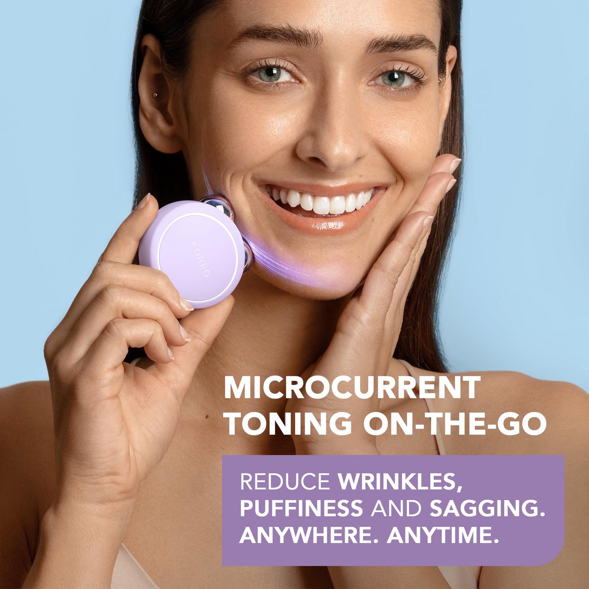 FOREO BEAR 2 go - Travel-friendly Toning Microcurrent Facial Device - For Fine Lines & Wrinkles - Anti Aging - Face Sculpting - Instant Full Face Lift - Firm & Contour - Compact Skin Care - Lavender - Medaid International