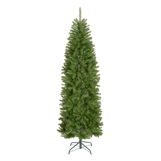 National Tree Company 7 ft Unlit Kingswood Fir Slim Artificial Christmas Tree, 892 Tips, Includes Stand, Green - Medaid International