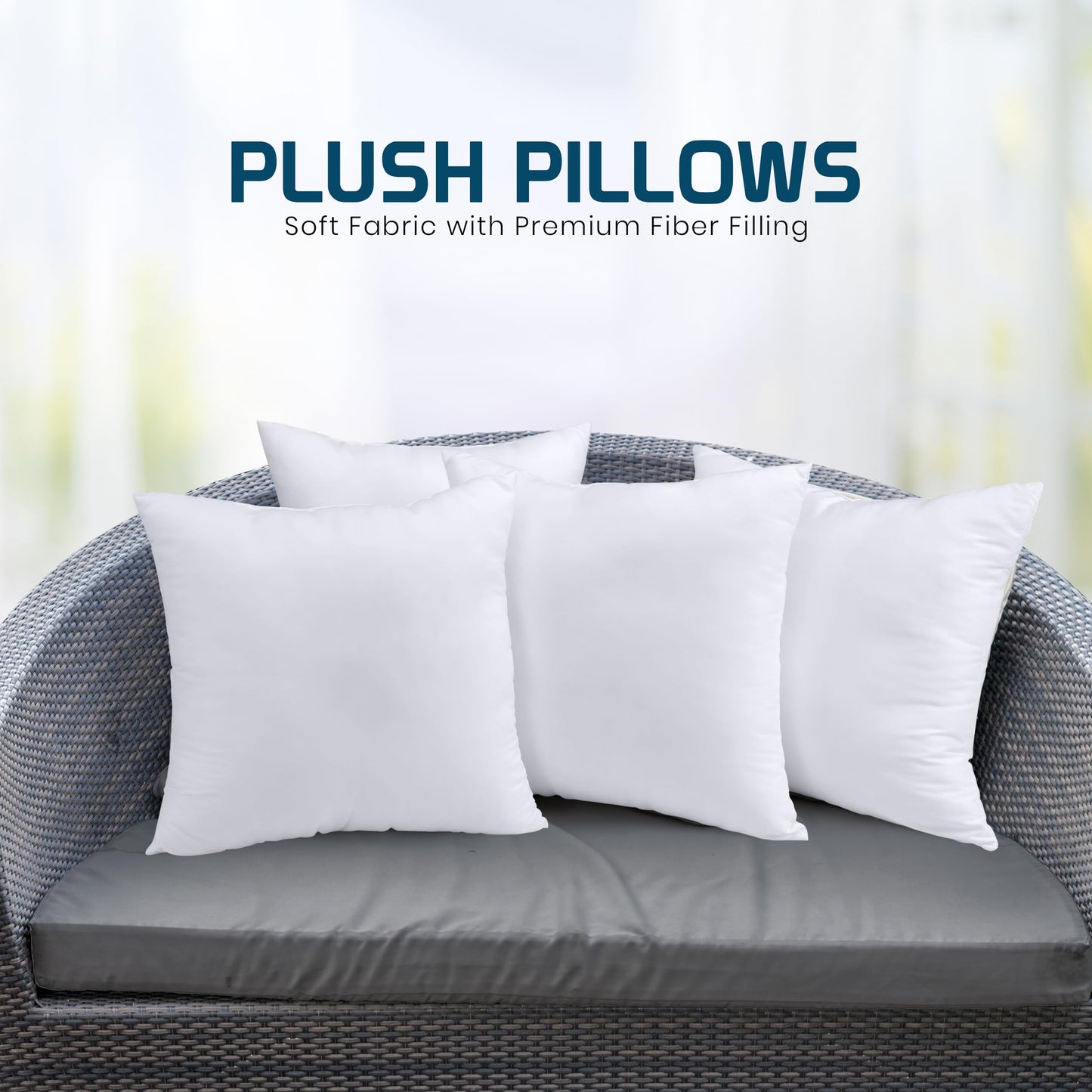 Utopia Bedding Throw Pillows (Set of 4, White), 12 x 12 Inches Pillows for Sofa, Bed and Couch Decorative Stuffer Pillow - Medaid International