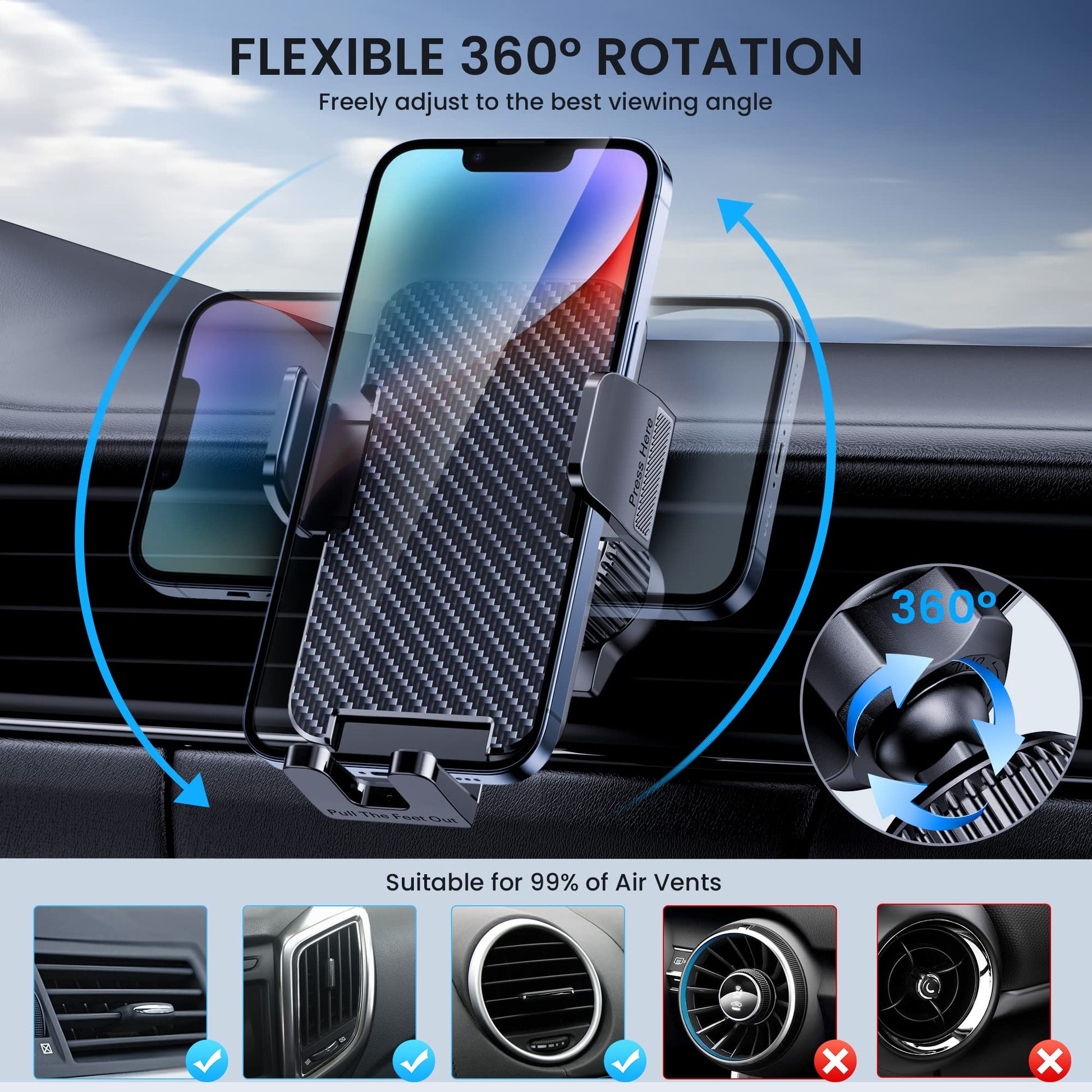 BIPOPIBO Phone Mount for Car Holders Cell Phon Holder Hands Free Phone Stand for Car Vent Automobile Mount Fit iPhone Android Smartphoe Universal Camera Mount - Medaid International