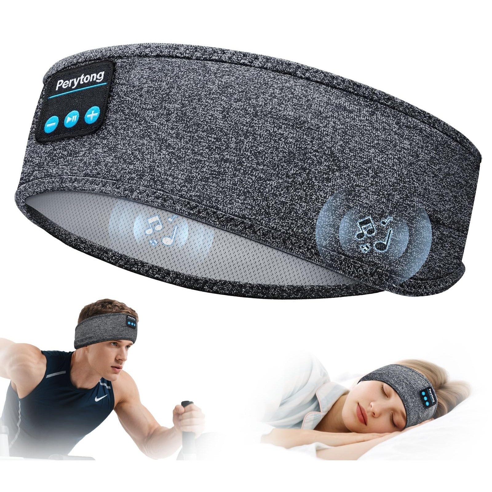 Perytong Sleep Headphones Wireless, Bluetooth Sports Headband Headphones with Ultra-Thin HD Stereo Speakers Perfect for Sleeping,Workout,Jogging,Yoga,Insomnia, Air Travel, Meditation - Medaid International