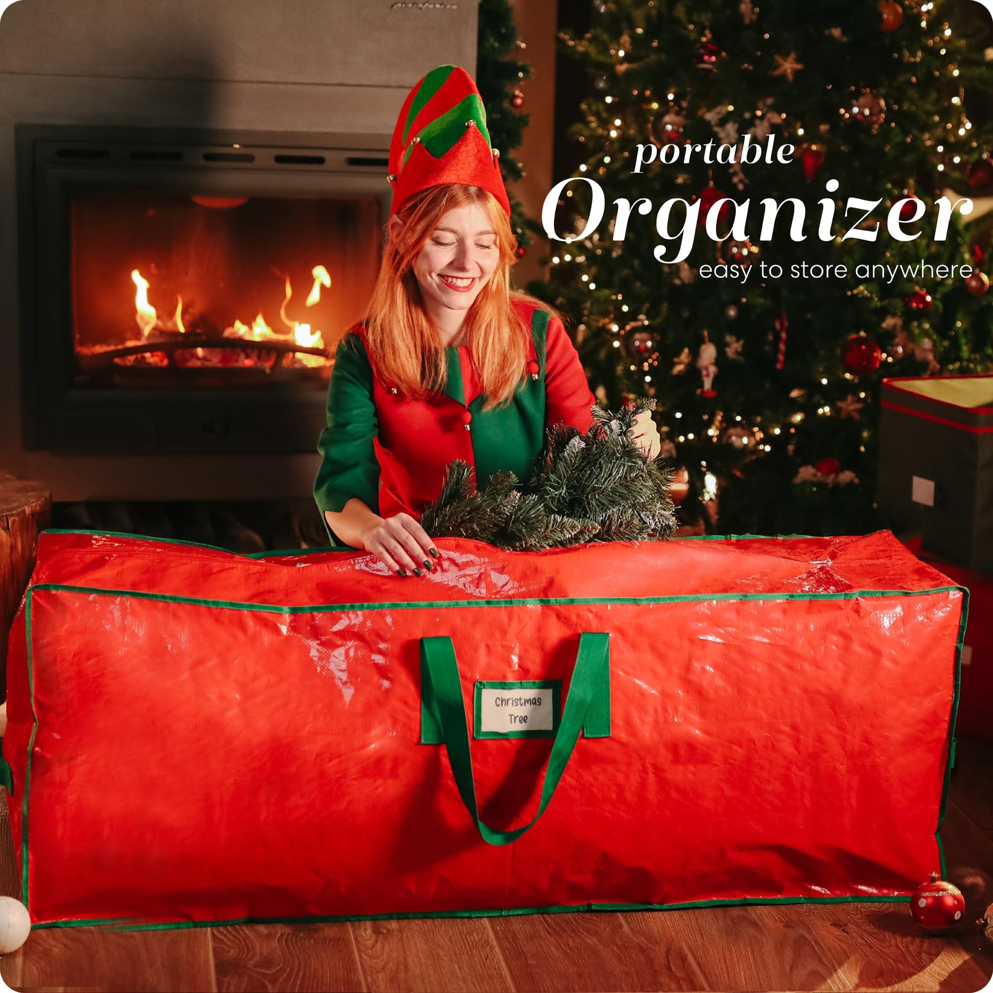 Handy Laundry, Christmas Tree Storage Bag - Stores 9 Foot Artificial Xmas Holiday Tree, Durable Waterproof Material, Zippered Bag, Carry Handles. Protects Against Dust, Insects and Moisture. - Medaid International