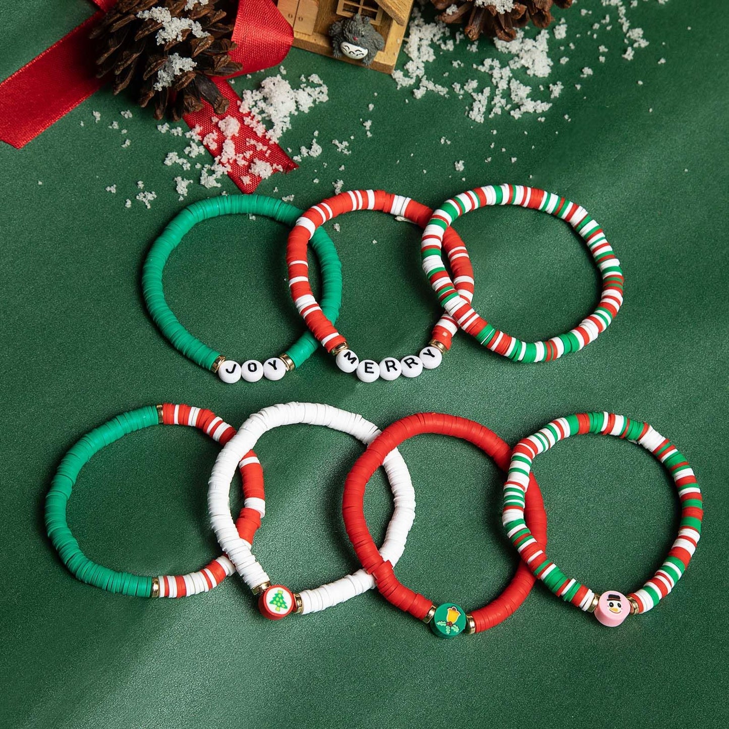 ecozran 7-Pieces Christmas Bracelets Set Jewelry for Women Preppy Stuff Cute X-mas Gifts for Women (Christmas-1) - Medaid International
